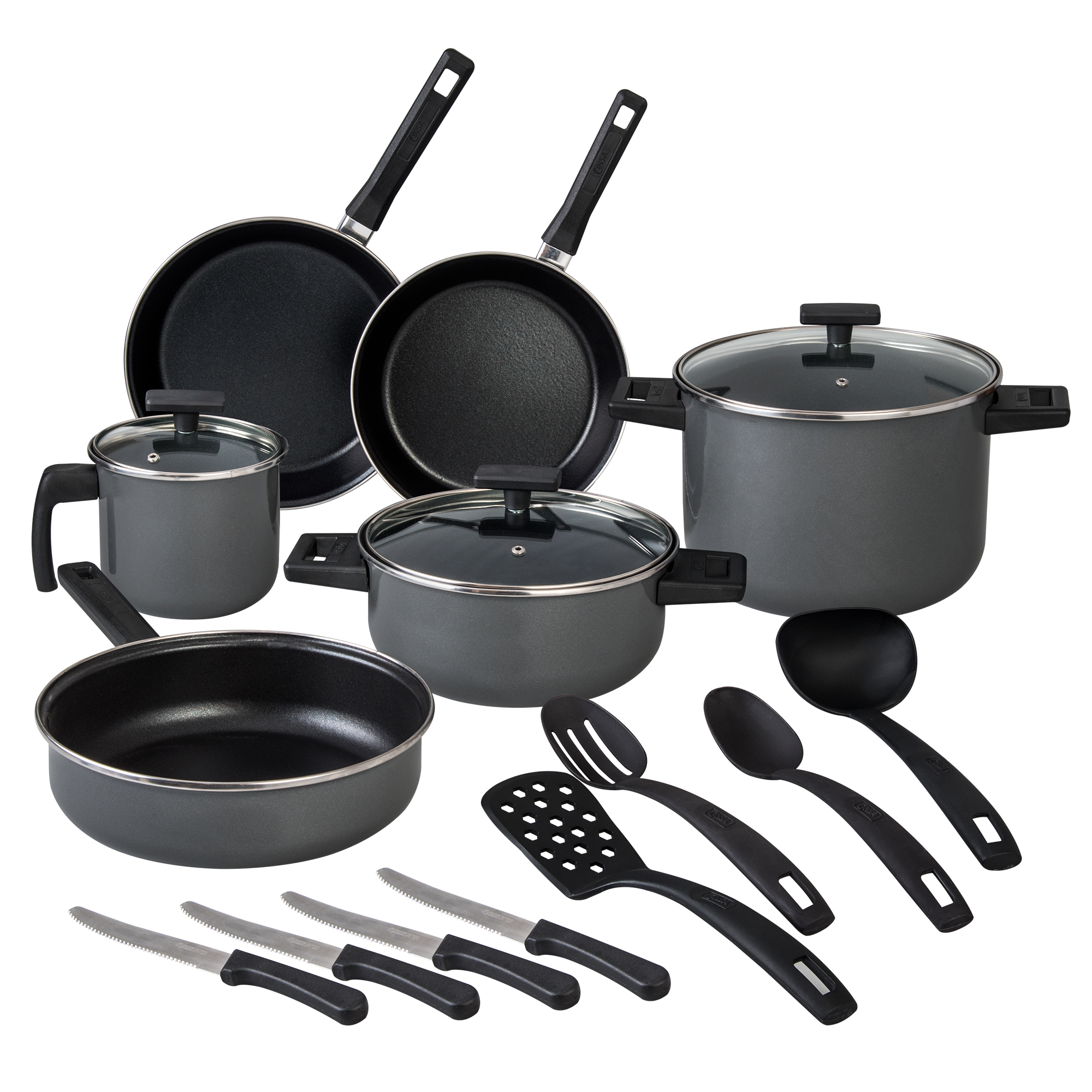Foto 1 | Batería De Cocina Cinsa Duramax Gris De Acero Vitrificado Antiadherente 17 Piezas