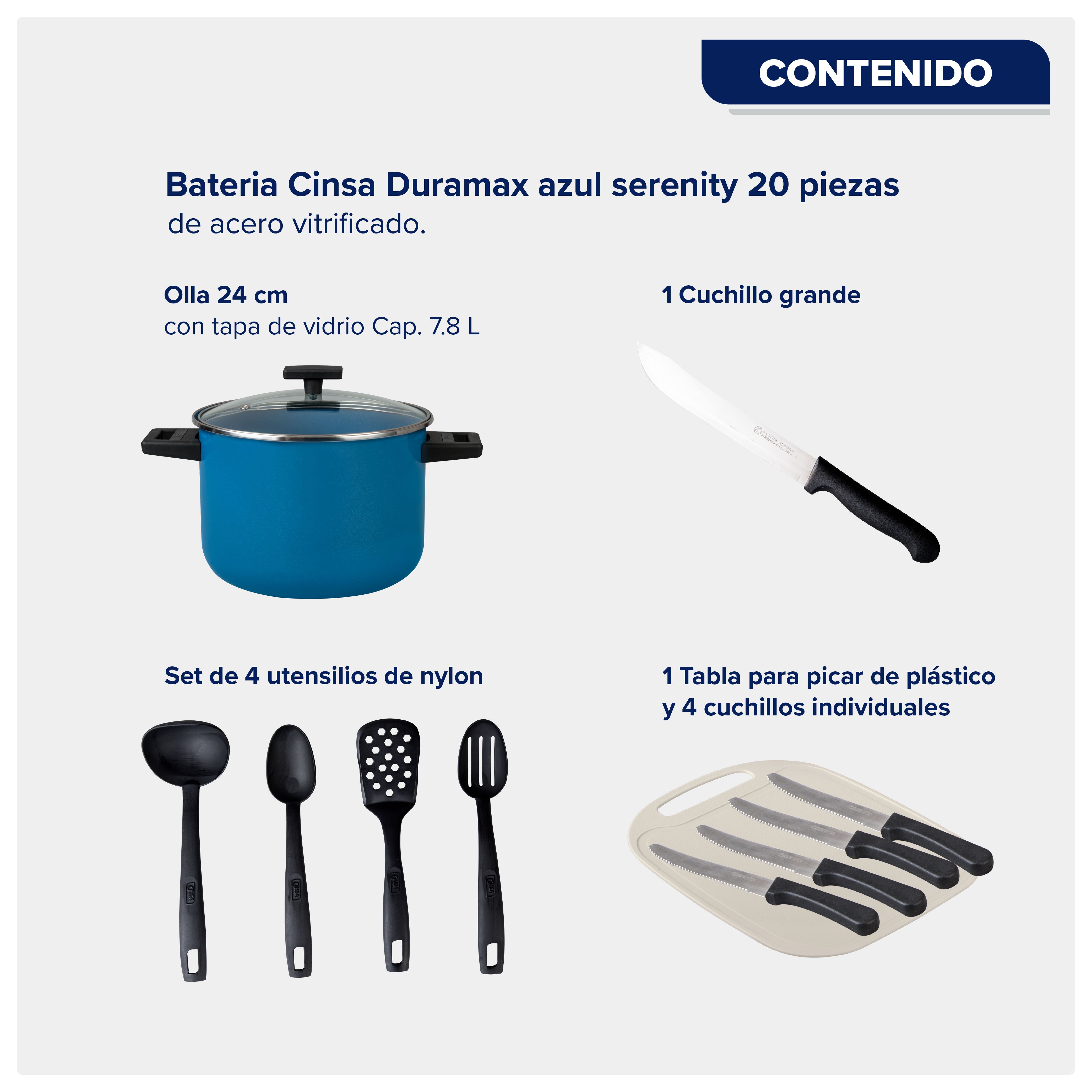 Foto 4 pulgar | Batería De Cocina Cinsa Duramax Azul Serenity De Acero Vitrificado Antiadherente 20 Piezas