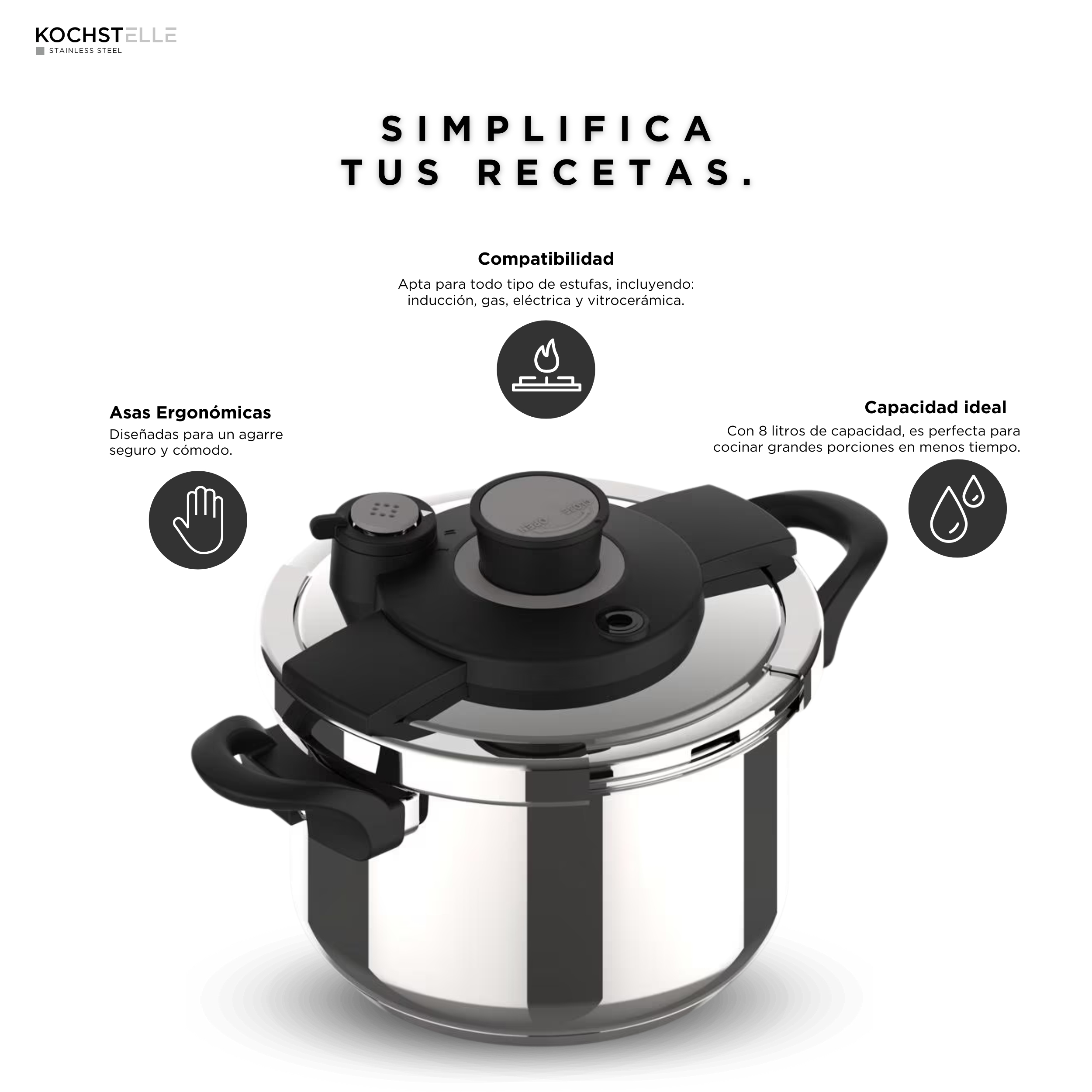 Foto 7 | KOCHSTELLE Olla Express de Acero Inoxidable 8 Litros