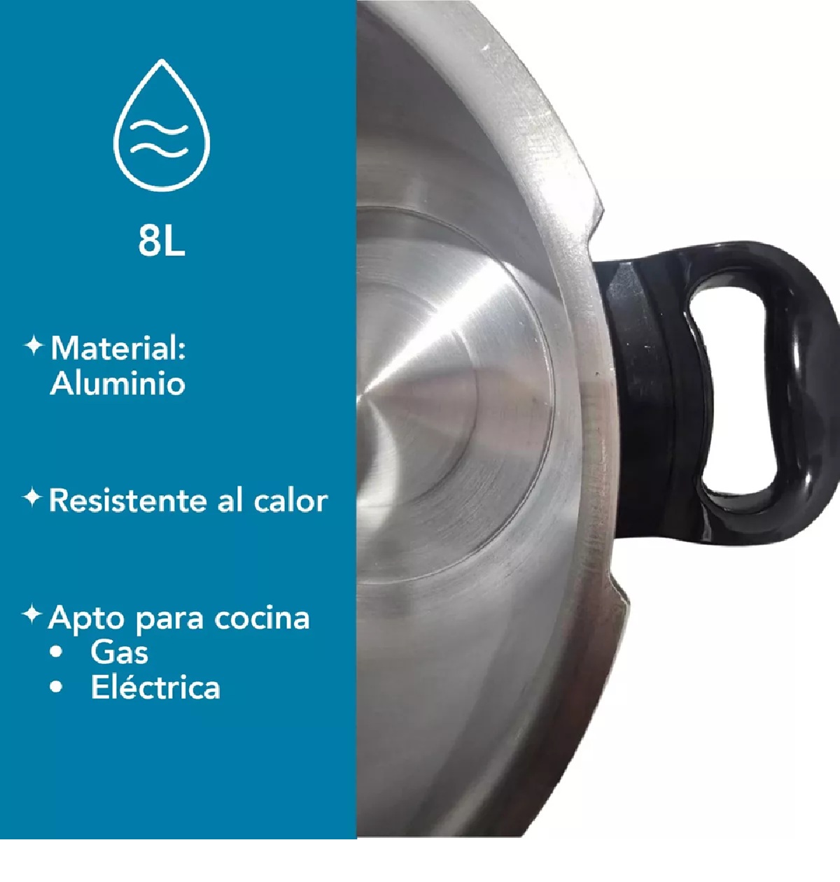 Foto 4 pulgar | Olla Express De Presión Aluminio 8 Lts Válvula De Seguridad