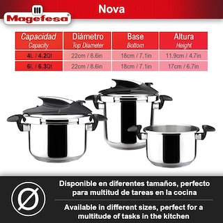 Foto 2 | Olla de Presión Magefesa Nova 6 L Acero Inoxidable