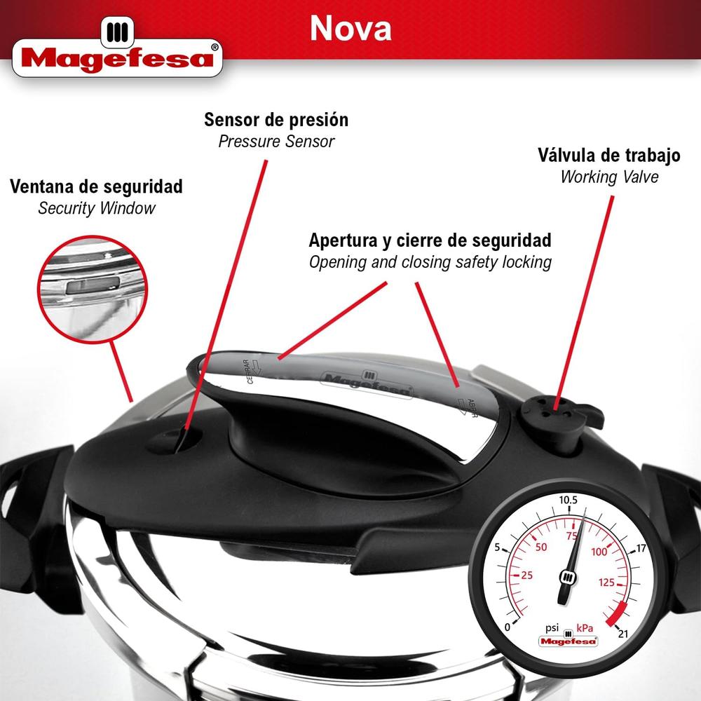 Foto 7 pulgar | Olla de Presión Magefesa Nova 6 L Acero Inoxidable