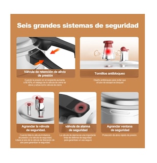 Foto 5 | Olla Express Olla De Presión Aluminio Rejilla Vapor 7 Litros Plata