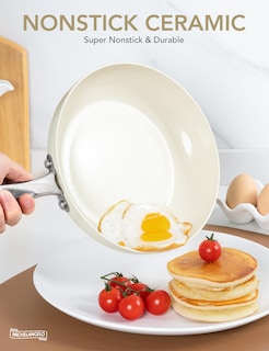Foto 3 | Sartén Michelangelo de Cerámica Antiadherente 30 cm con Tapa Blanca - Venta Internacional