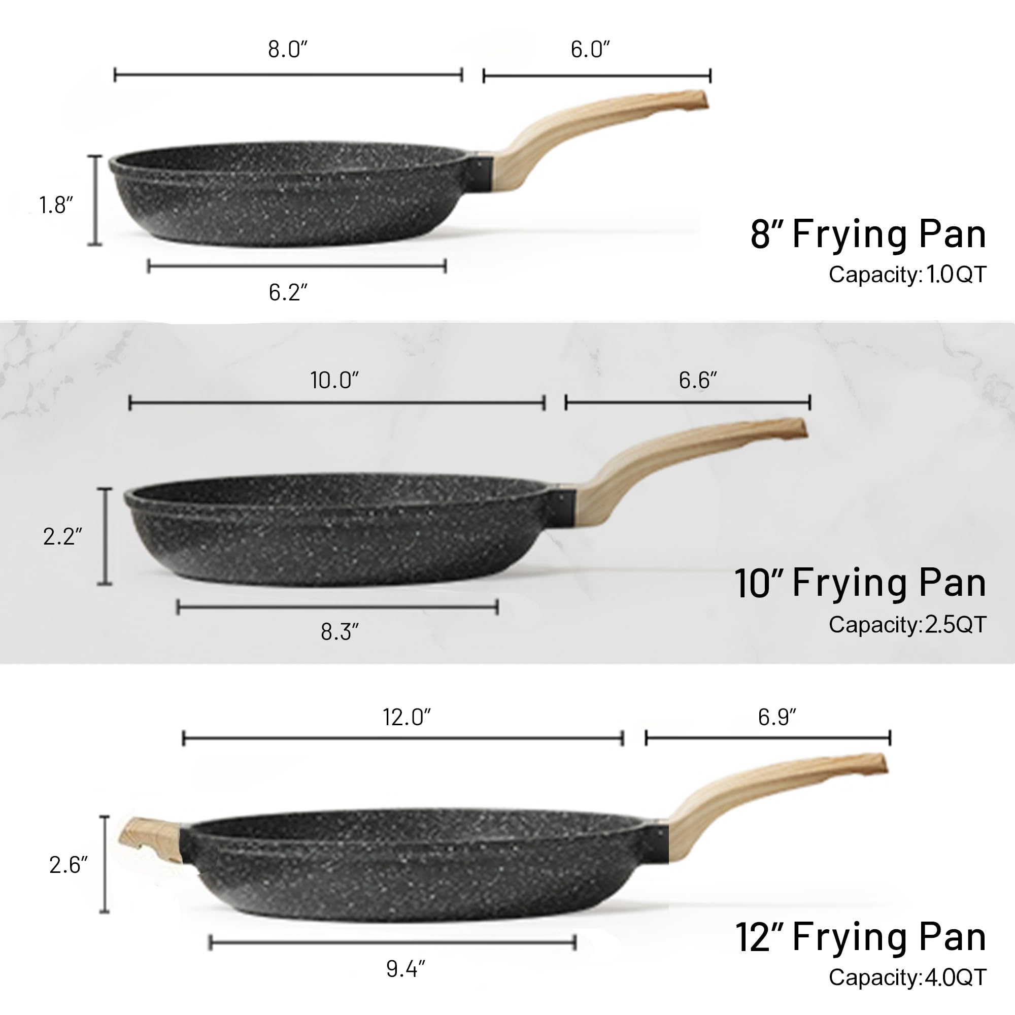 Foto 3 pulgar | Sartenes Carote, Juego De Utensilios De Cocina Antiadherentes De Granito Con Piedra - Venta Internacional.