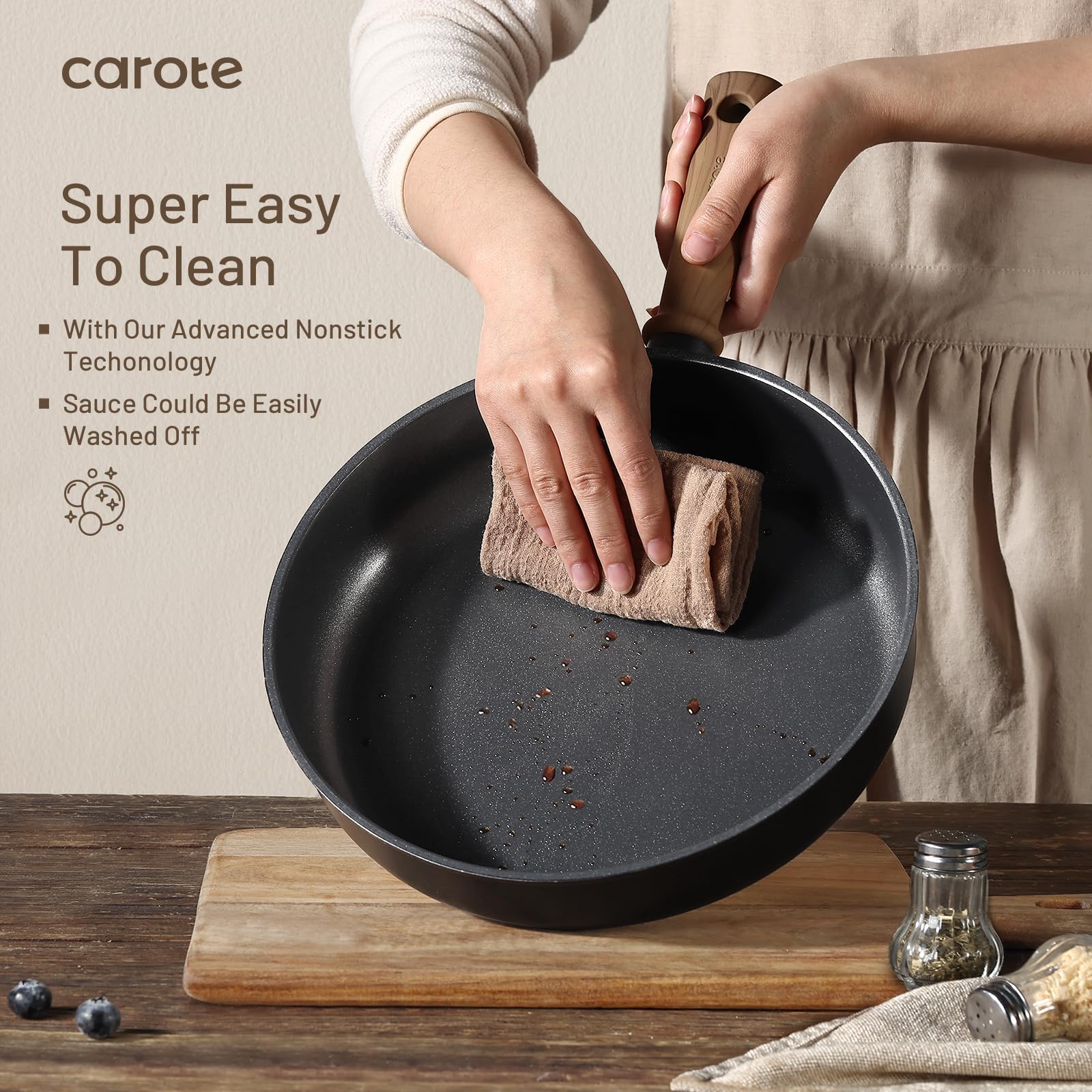 Foto 4 | Sartén Antiadherente de Titanio Carote 20/24/28 cm con Tapa - Venta Internacional