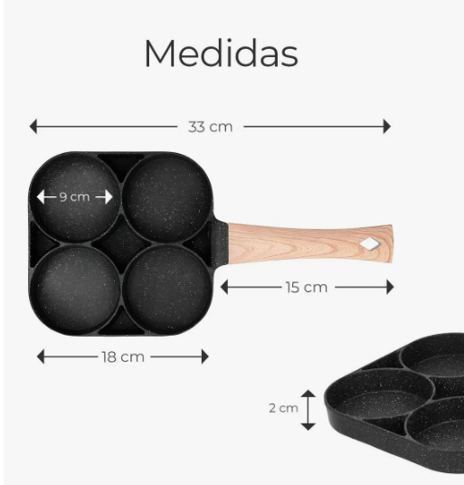 Foto 4 pulgar | Sartén Para Freír Antiadherente 4 Espacios En 1 Multifunción Color Gris