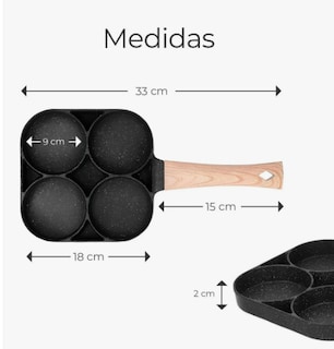 Foto 3 | Sartén Para Freír Antiadherente 4 Espacios En 1 Multifunción Color Gris