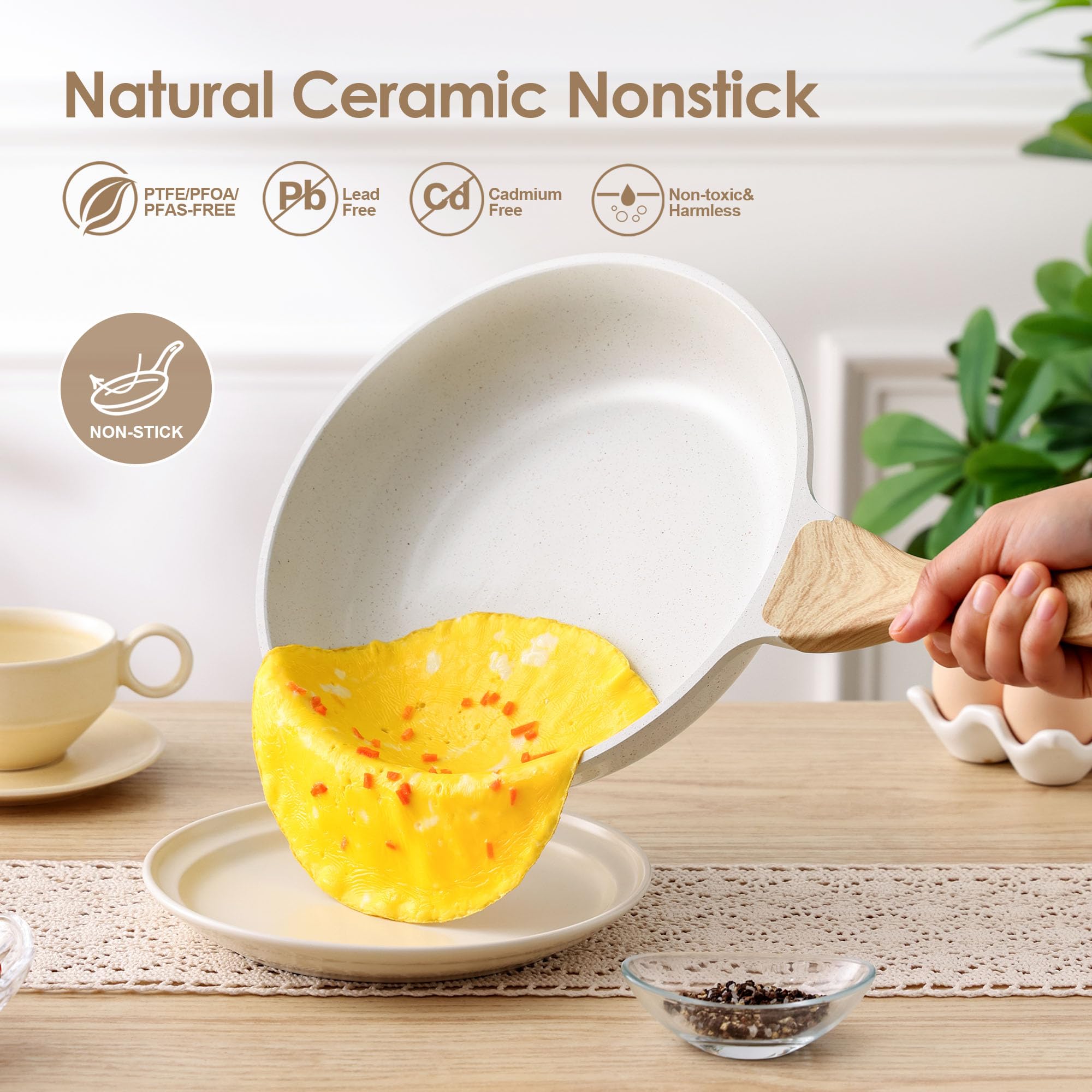Foto 2 | Sartén Sensarte de Cerámica Antiadherente de 32 cm  Blanco - Venta Internacional