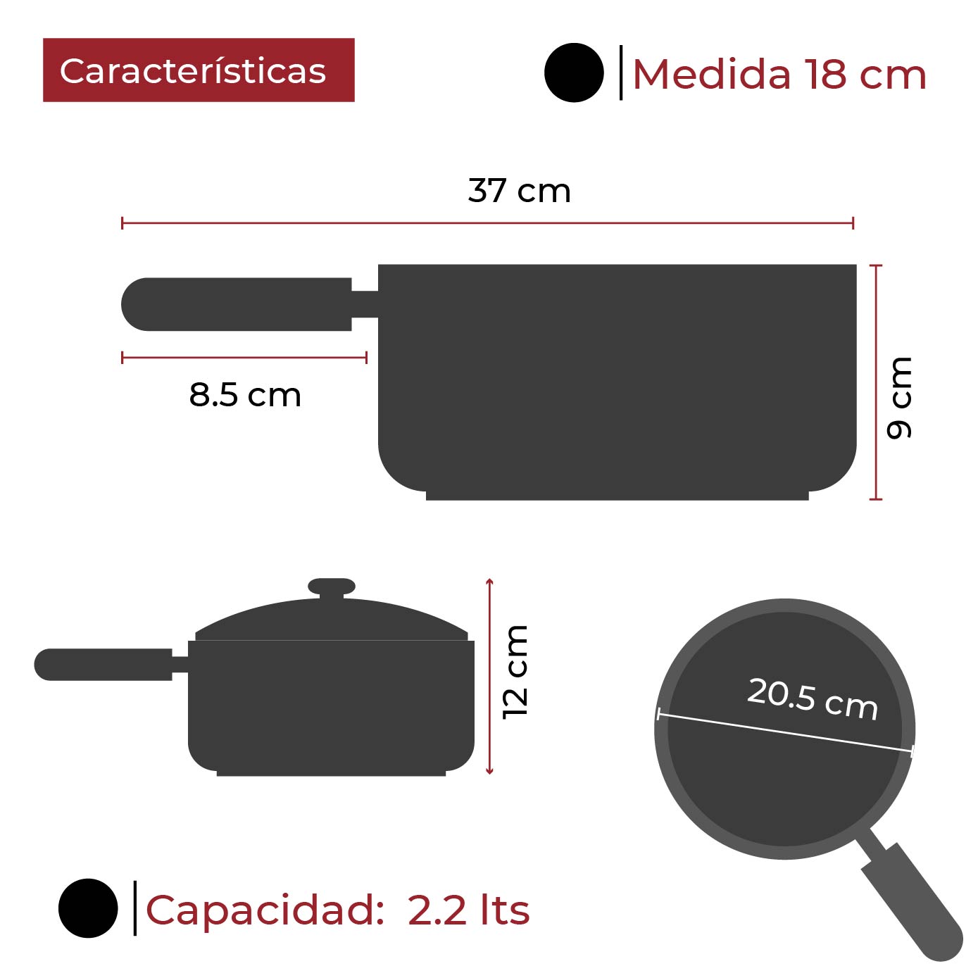 Foto 2 | Sartén con Tapa Antiadherente Cubierta de Granito Mango Tipo Madera