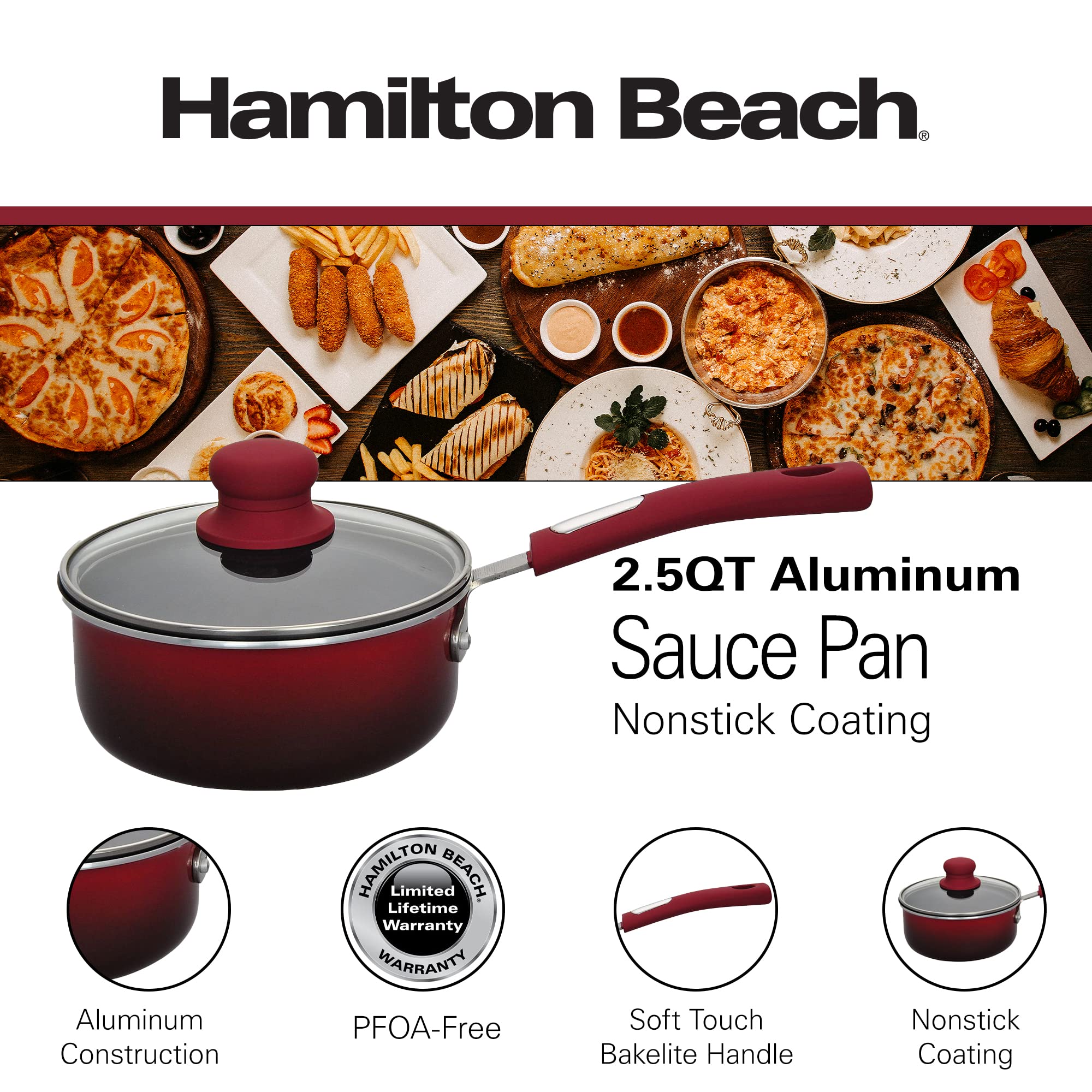 Foto 3 pulgar | Cacerola Hamilton Beach de Aluminio Antiadherente 2,5 L - Venta Internacional