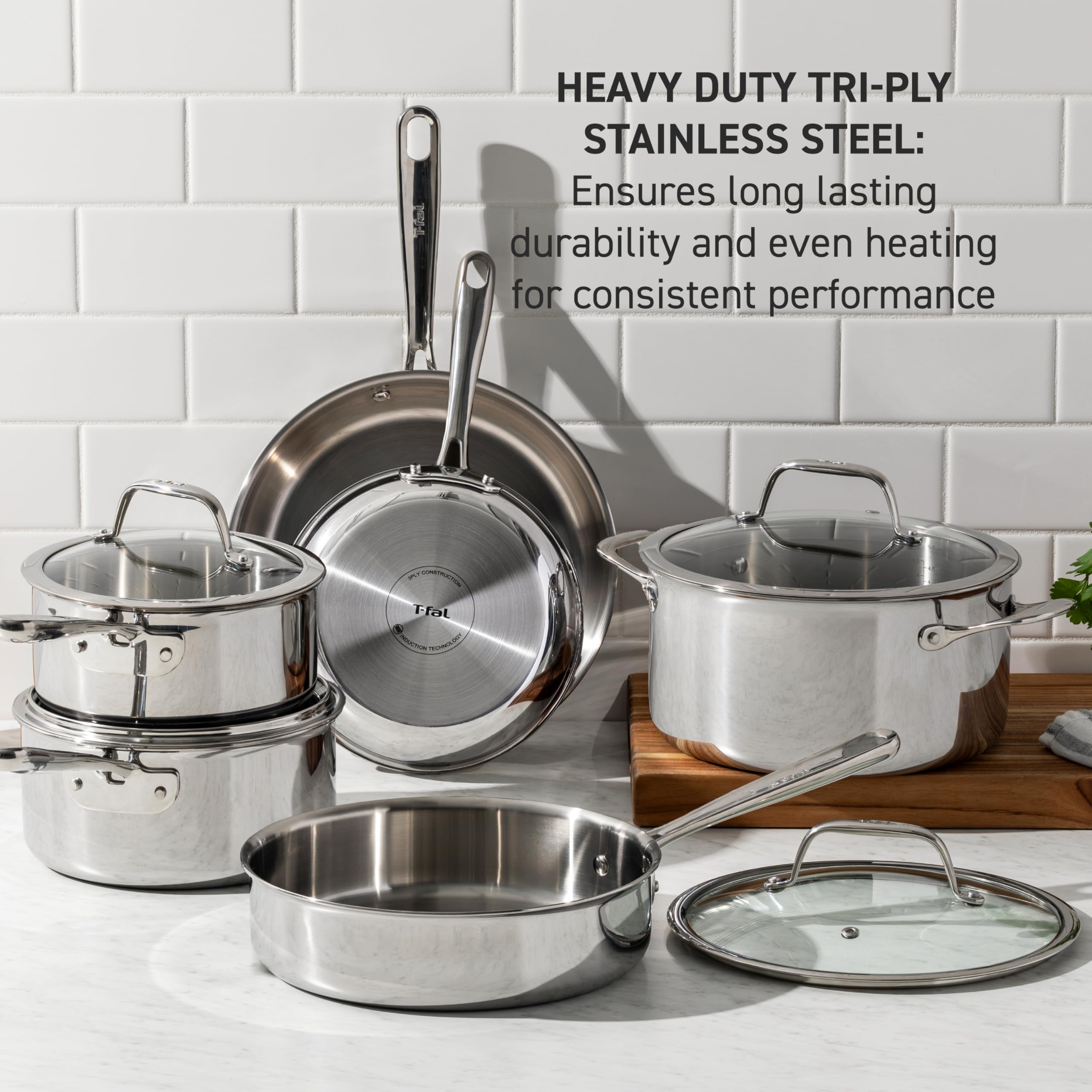 Foto 2 | Sartén T-fal Pro De Tres Capas De Acero Inoxidable De 2 Litros Con Tapa - Venta Internacional.