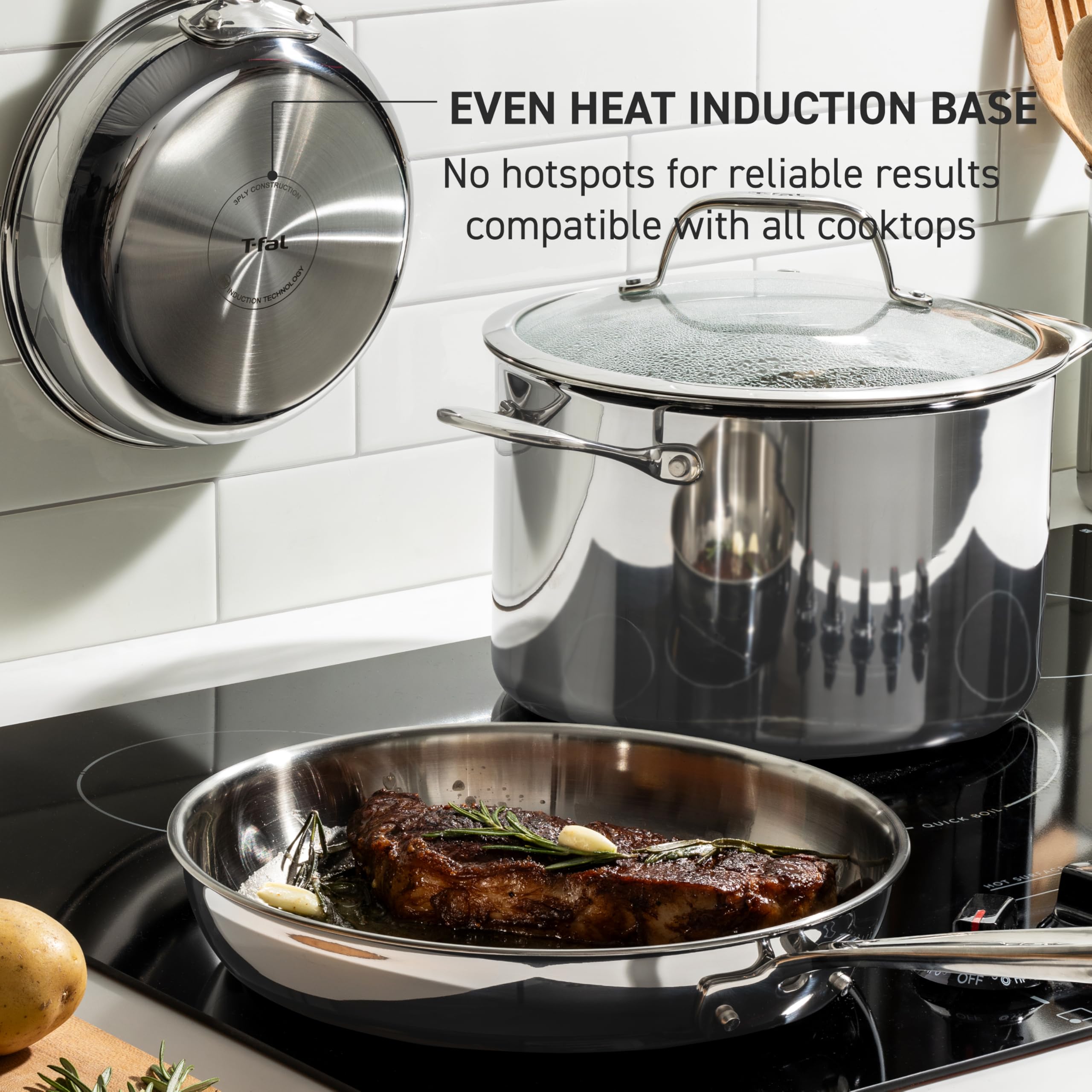 Foto 5 | Sartén T-fal Pro De Tres Capas De Acero Inoxidable De 2 Litros Con Tapa - Venta Internacional.