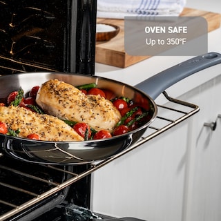 Foto 6 | Sartén T-fal Essentials De Acero Inoxidable De 3,2 L Con Tapa Plateada - Venta Internacional.