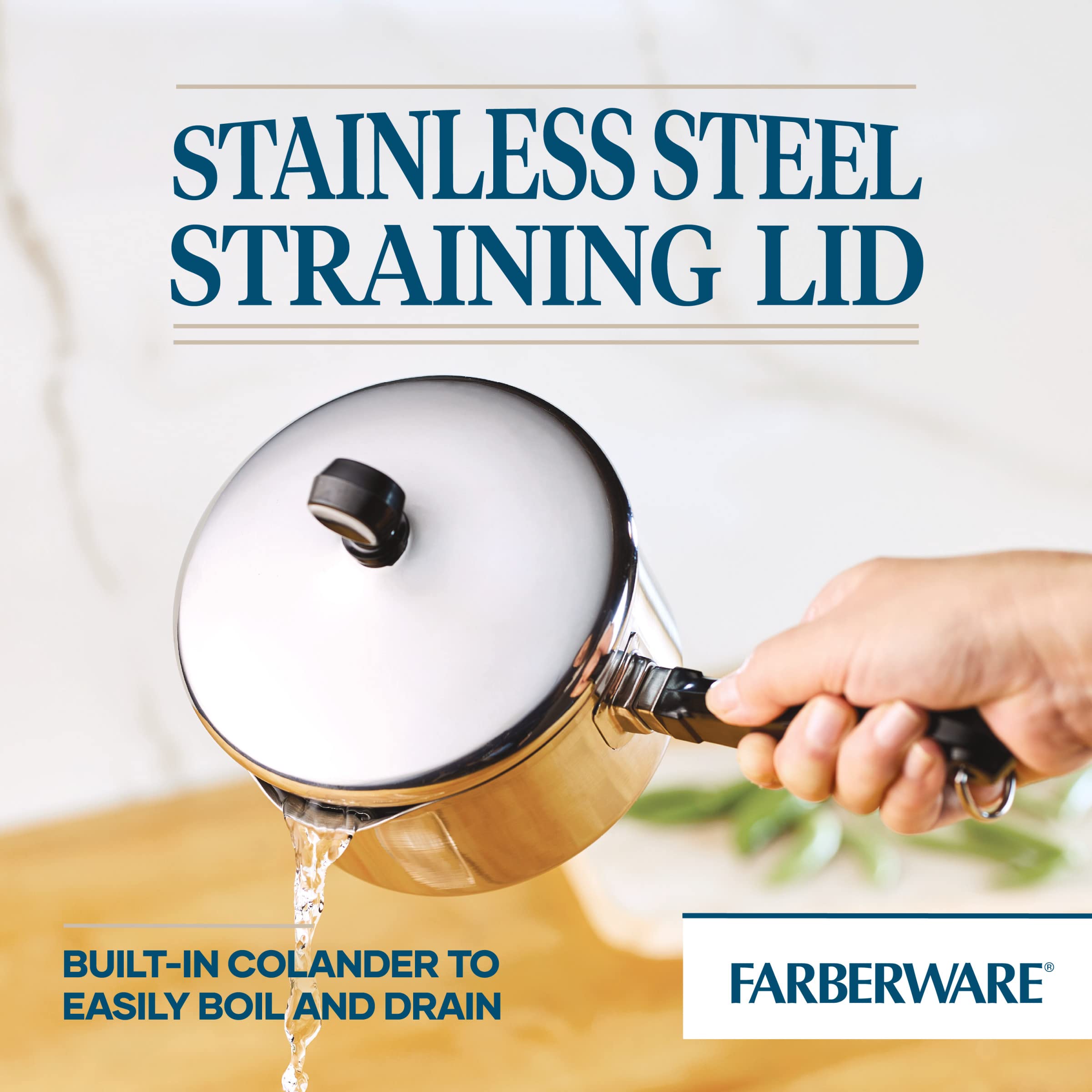 Foto 4 | Cacerola Farberware Classic De Acero Inoxidable De 1 Litro Con Tapa Coladora - Venta Internacional.