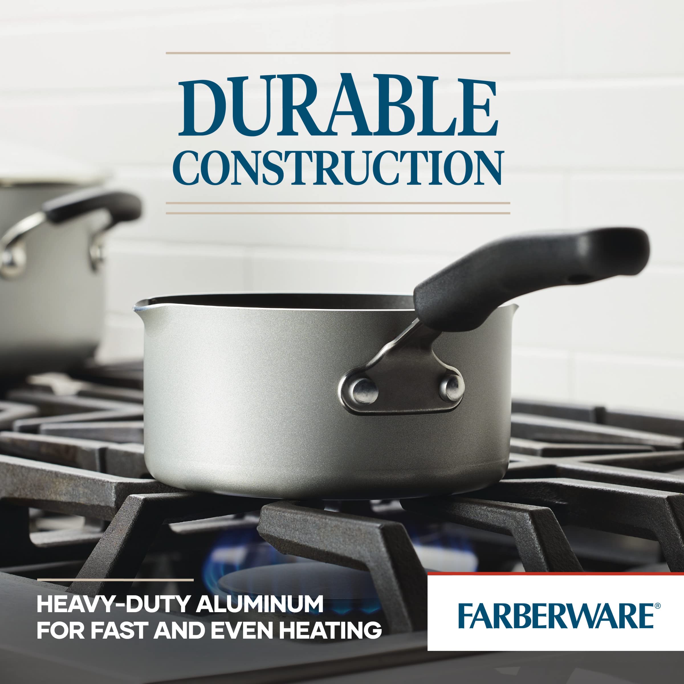 Foto 6 pulgar | Cacerola Farberware Cookstart Diamondmax, Antiadherente, 1 Litro, Color Plateado - Venta Internacional.