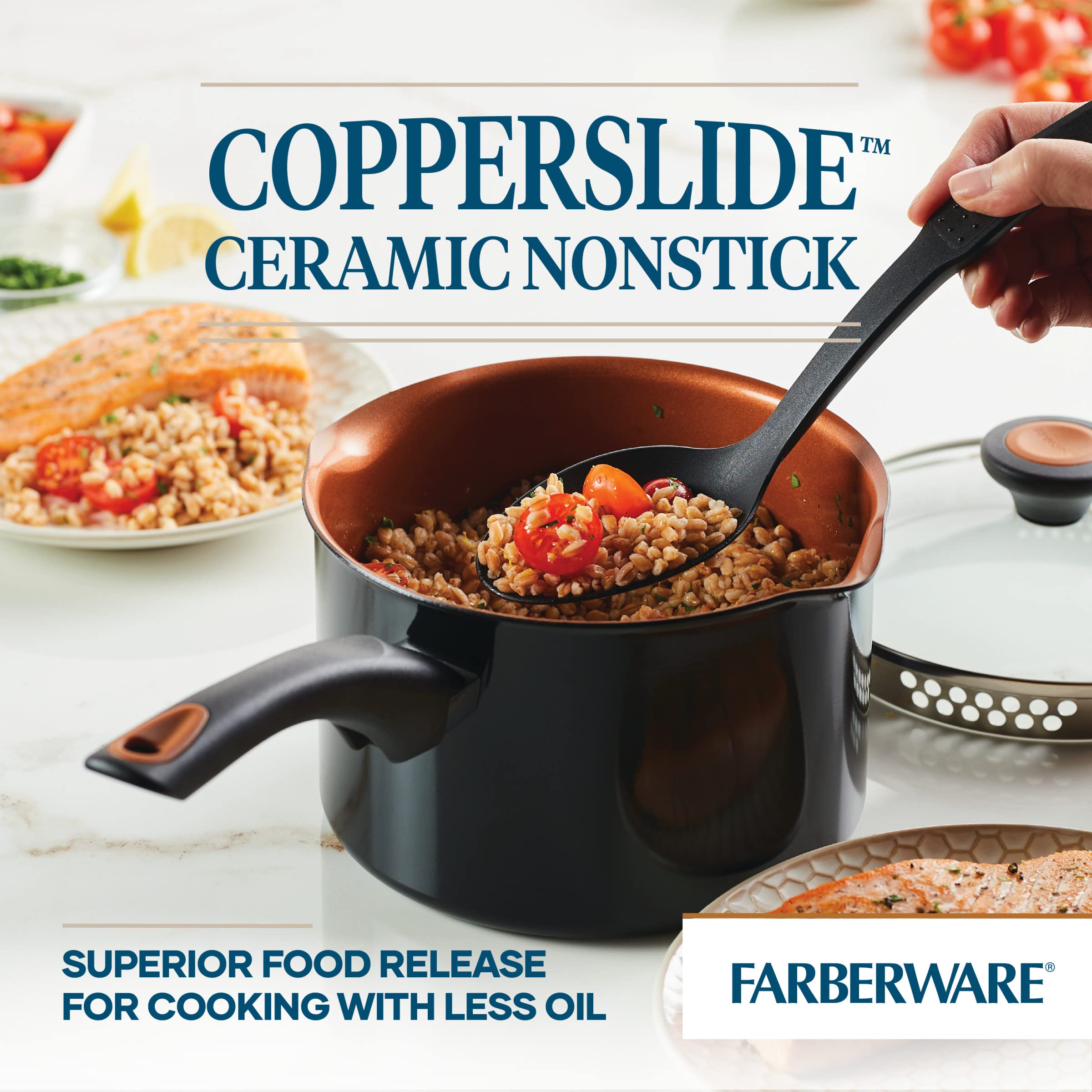 Foto 3 | Sartén Farberware Glide Antiadherente Con Tapa Coladora, 3 Litros, Color Negro - Venta Internacional.