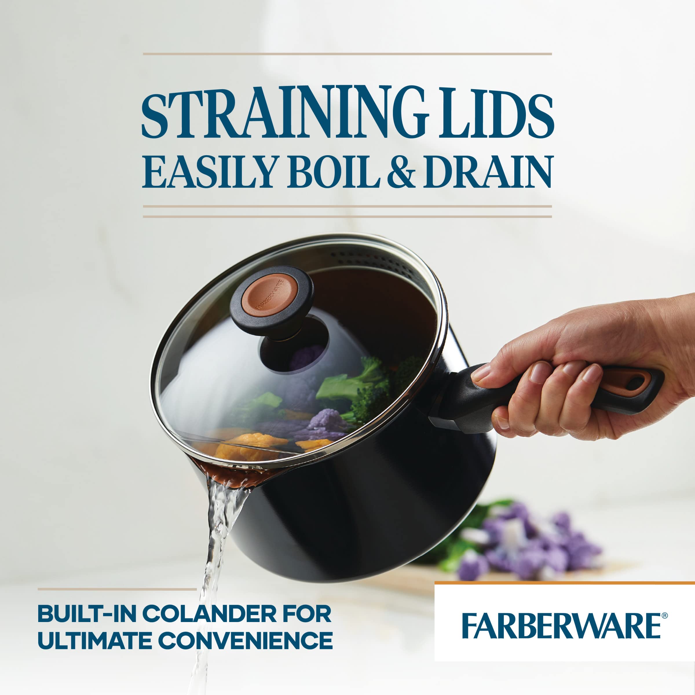 Foto 7 pulgar | Sartén Farberware Glide Antiadherente Con Tapa Coladora, 3 Litros, Color Negro - Venta Internacional.