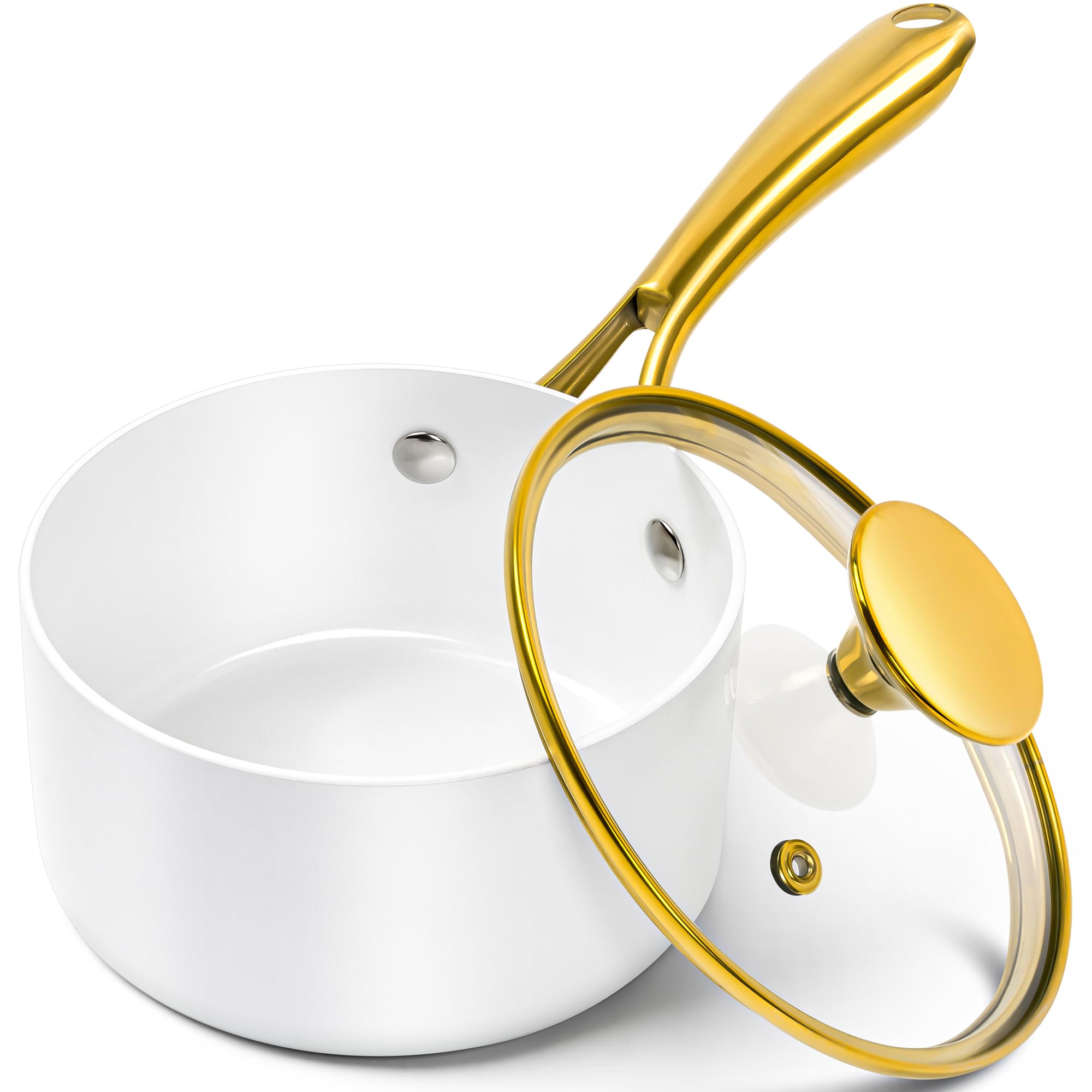 Cacerola Michelangelo de Cerámica Antiadherente 1 l con Tapa Blanco - Venta Internacional