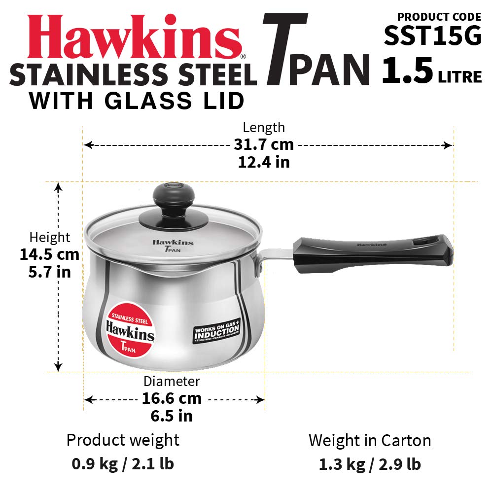 Foto 4 pulgar | Sartén Hawkins De Acero Inoxidable De 1 5 L Con Tapa De Cristal - Venta Internacional.