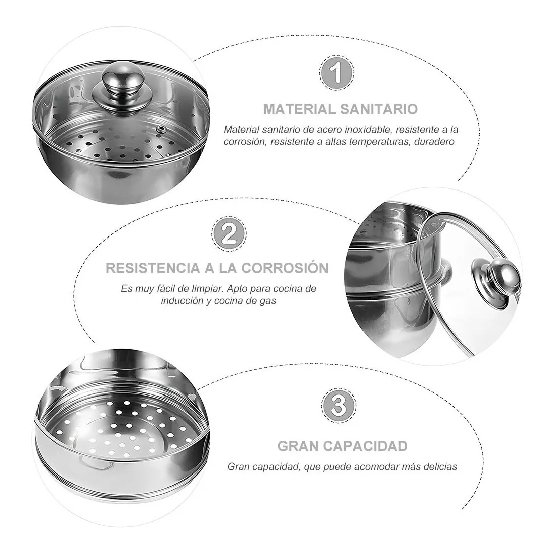 Foto 4 | Olla Vaporera Belug de Acero Inoxidable 2 Capas