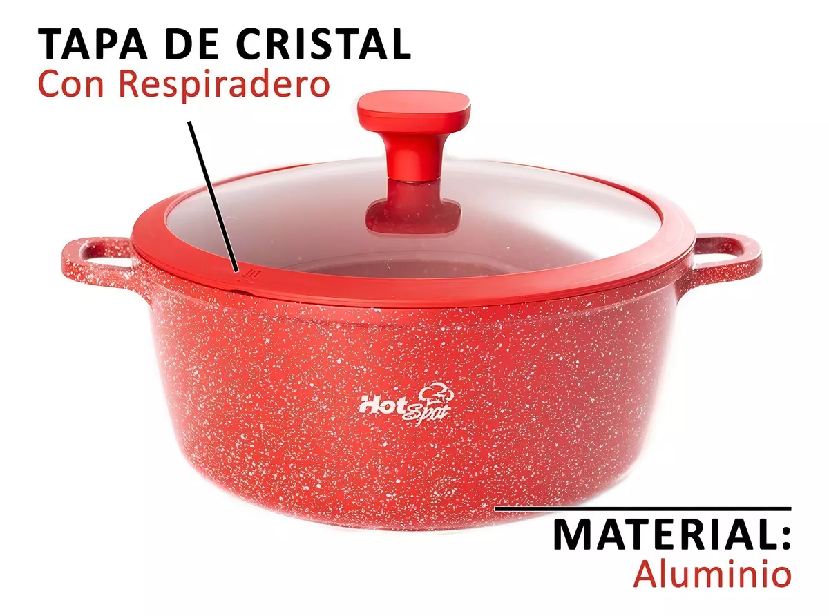 Foto 4 pulgar | Olla de Aluminio Fundido Hot Spot 28cm Cocina Antiadherente Rojo