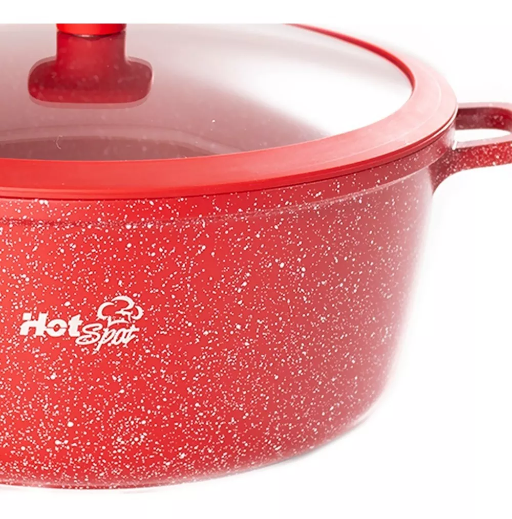 Foto 3 pulgar | Olla Ultra Antiadherente Marmoleado Alto Tapa 24 Cm Hot Spot Rojo
