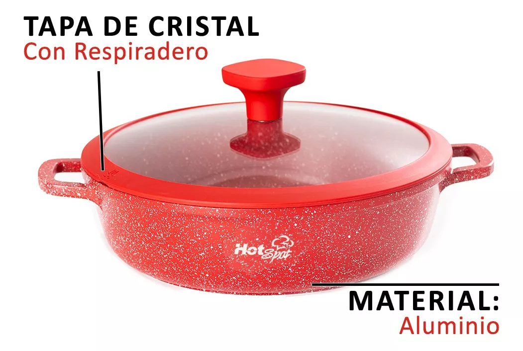 Foto 3 pulgar | Arrocera Olla Aluminio Fundido Hot Spot 32cm Antiadherente Rojo
