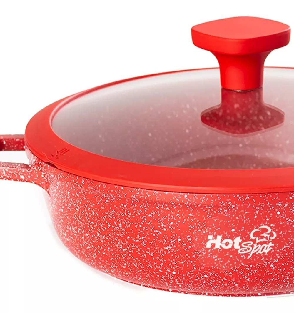 Arrocera Olla Aluminio Fundido Hot Spot Z605 Asa Tapa 24 cm Rojo