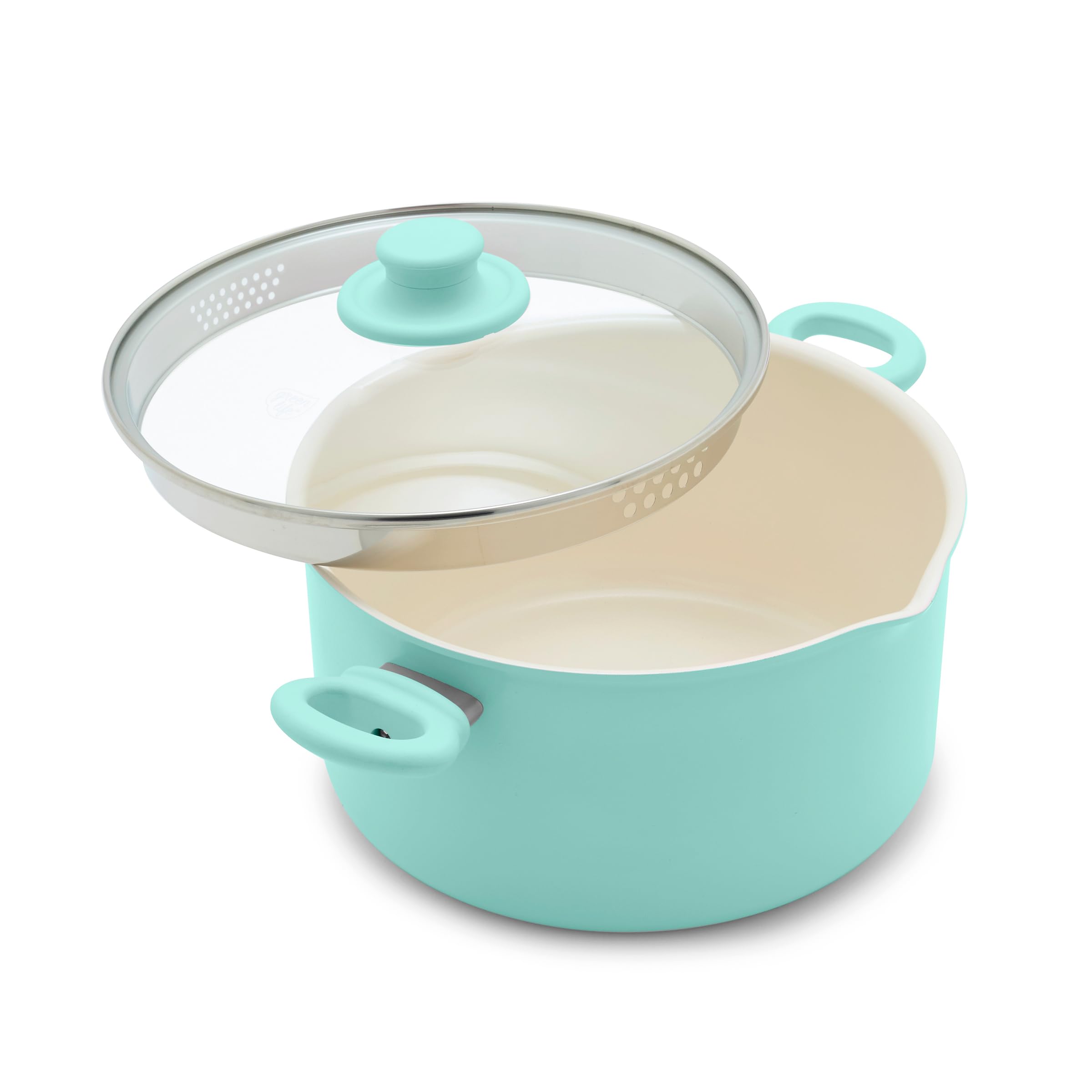 Foto 2 pulgar | Stockpot Greenlife  Cerámica Antiadherente  6 Litros  Con Tapa De Cristal  Color Turquesa - Venta Internacional.