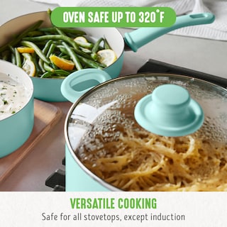 Foto 5 | Stockpot Greenlife Cerámica Antiadherente 6 Litros Con Tapa De Cristal Color Turquesa - Venta Internacional.