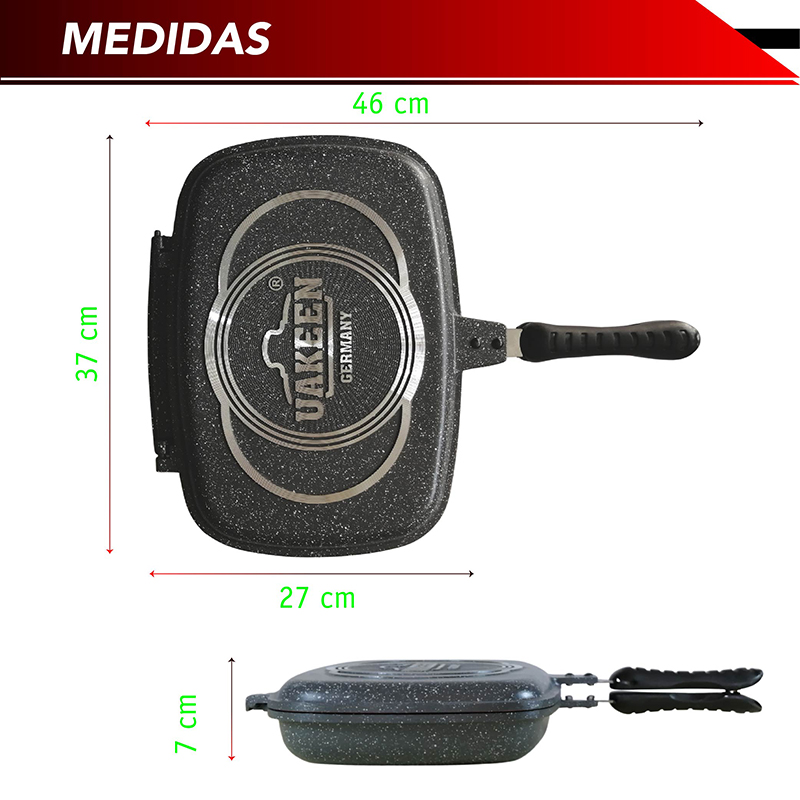 Foto 3 pulgar | Sartén Doble Rd Royal Cook Cara Antiadherente Sartén Para Barbacoa Portátil De Doble Cara Con Empaque Extra