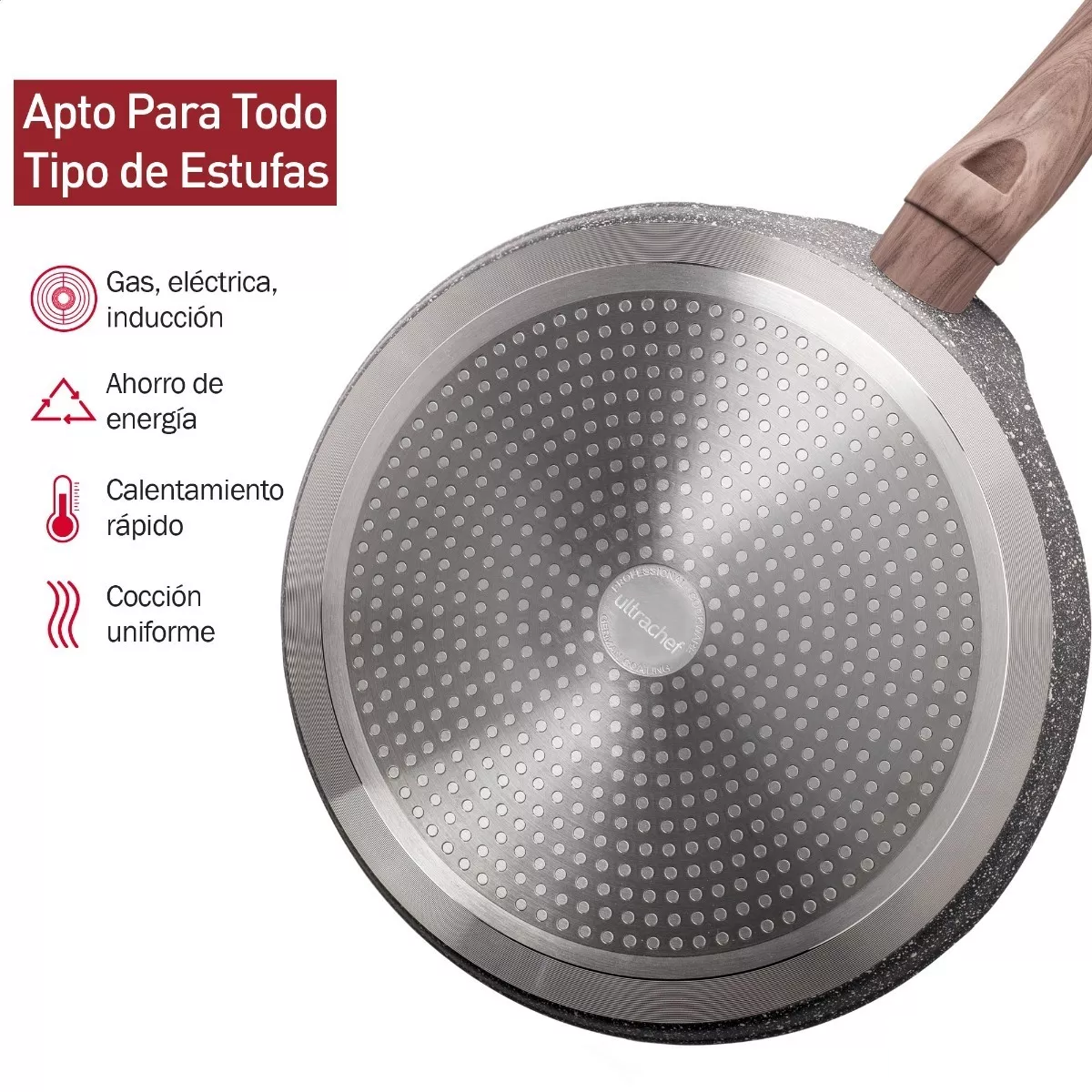 Foto 4 pulgar | Sarten Crepera Antiadherente 28cm Aluminio Aleman Gris Oxford