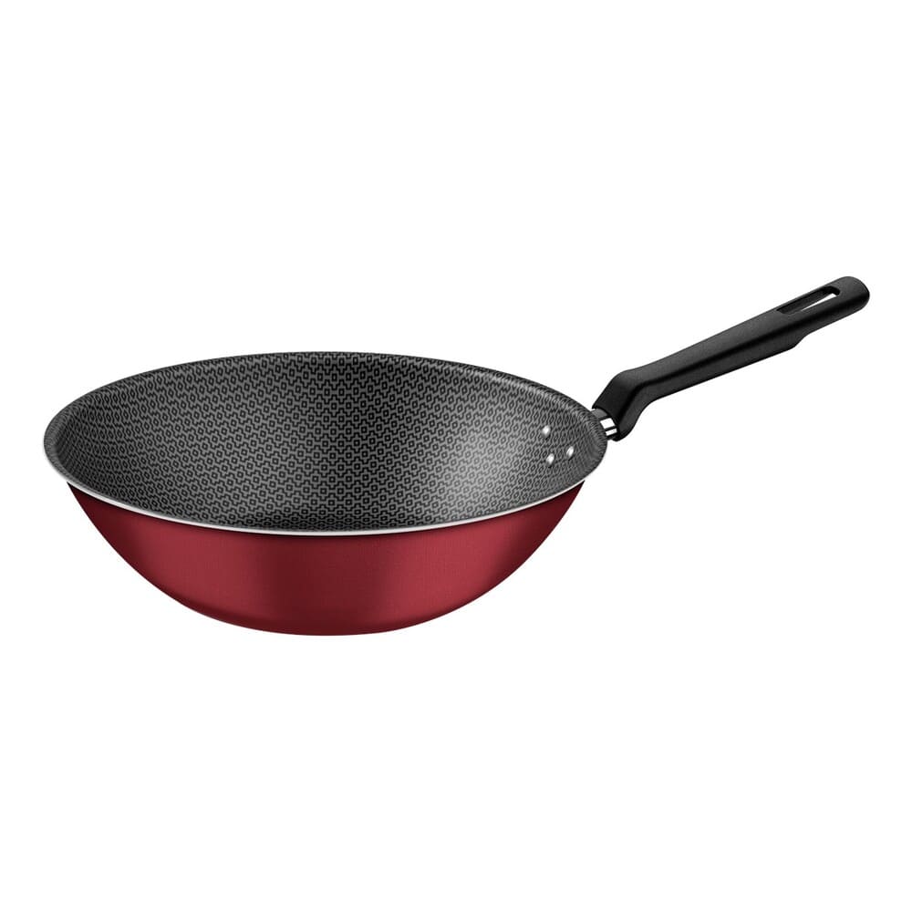 Wok Tramontina 20395728 color Rojo Loreto en Aluminio con Revestimiento Interno y Externo Antiadherente Starflon