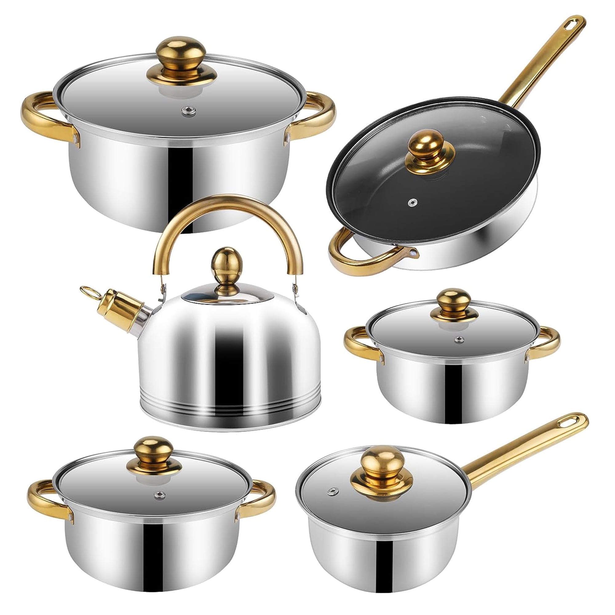 Bateria De Cocina 12 Piezas De Acero Inoxidable Mod Michigan Aquila $1,019