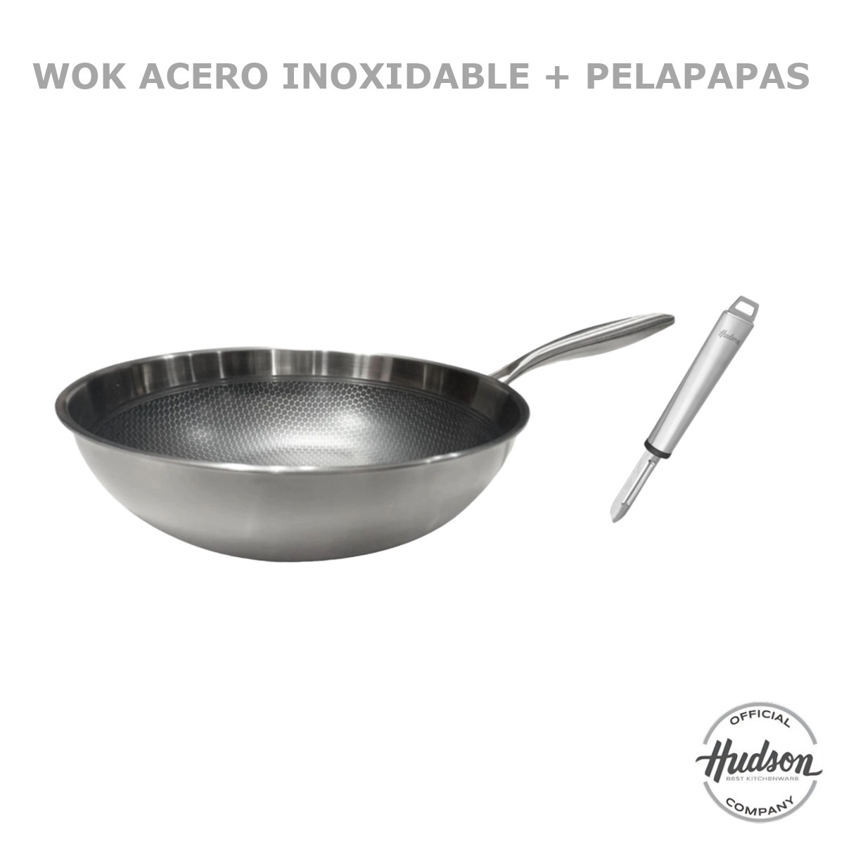 Foto 2 | Wok Hudson Acero Inoxidable 30cm Espesor 2mm Y Pelador Manual