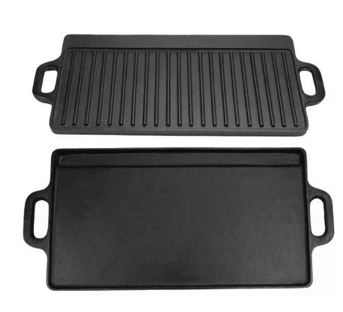 Plancha Grill De Hierro Fundido Reversible Hermosa Vida