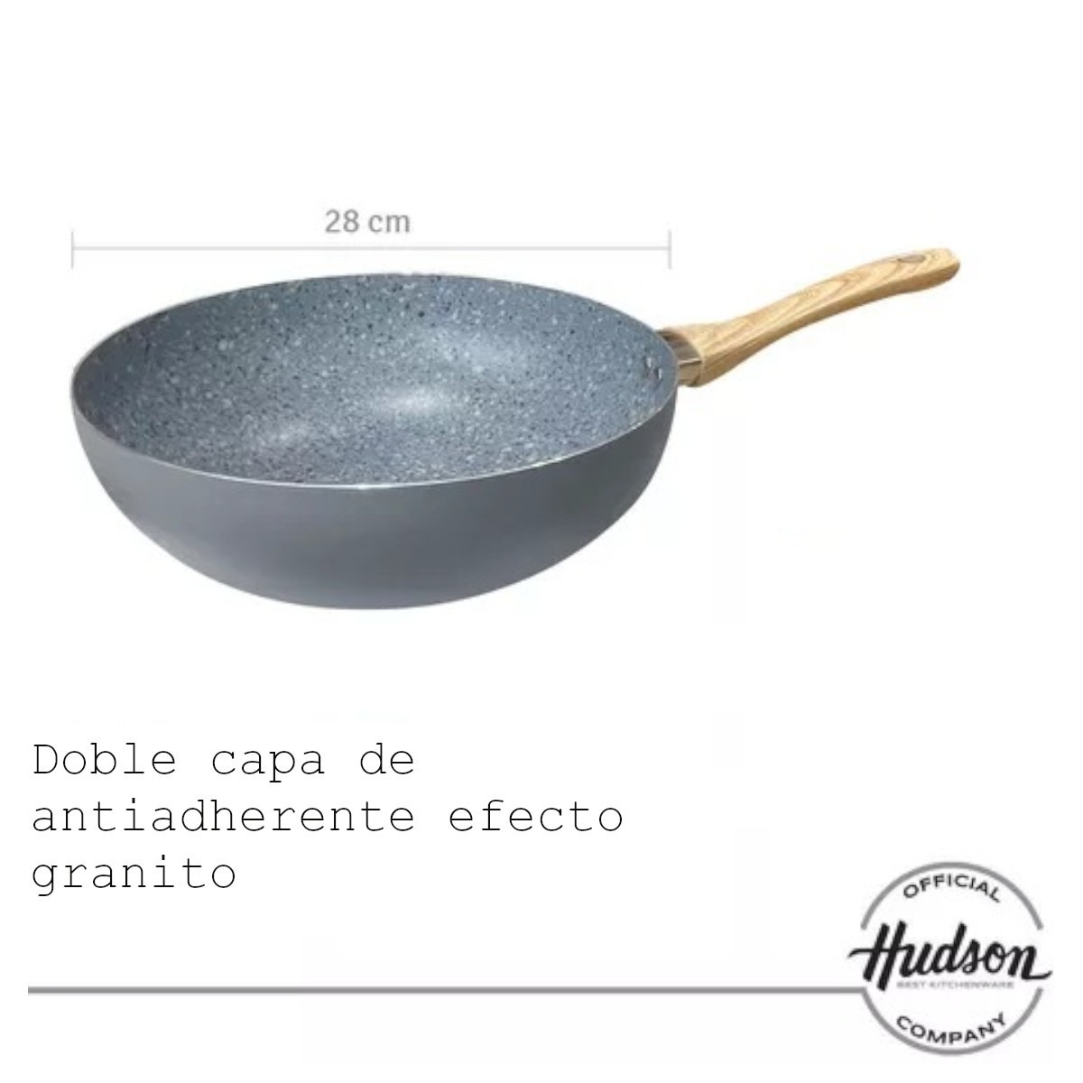 Foto 3 pulgar | Wok Sarten Aluminio 28 Cm Hudson Granito Antiadherente