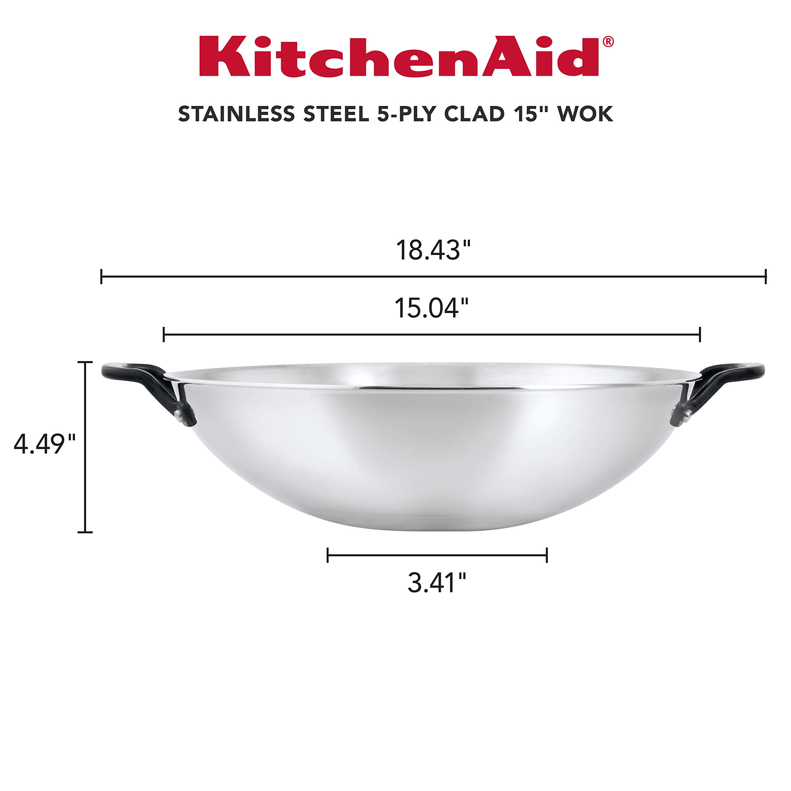 Foto 3 pulgar | Wok Kitchenaid De Acero Inoxidable Pulido, 5 Capas, 38 Cm - Venta Internacional.