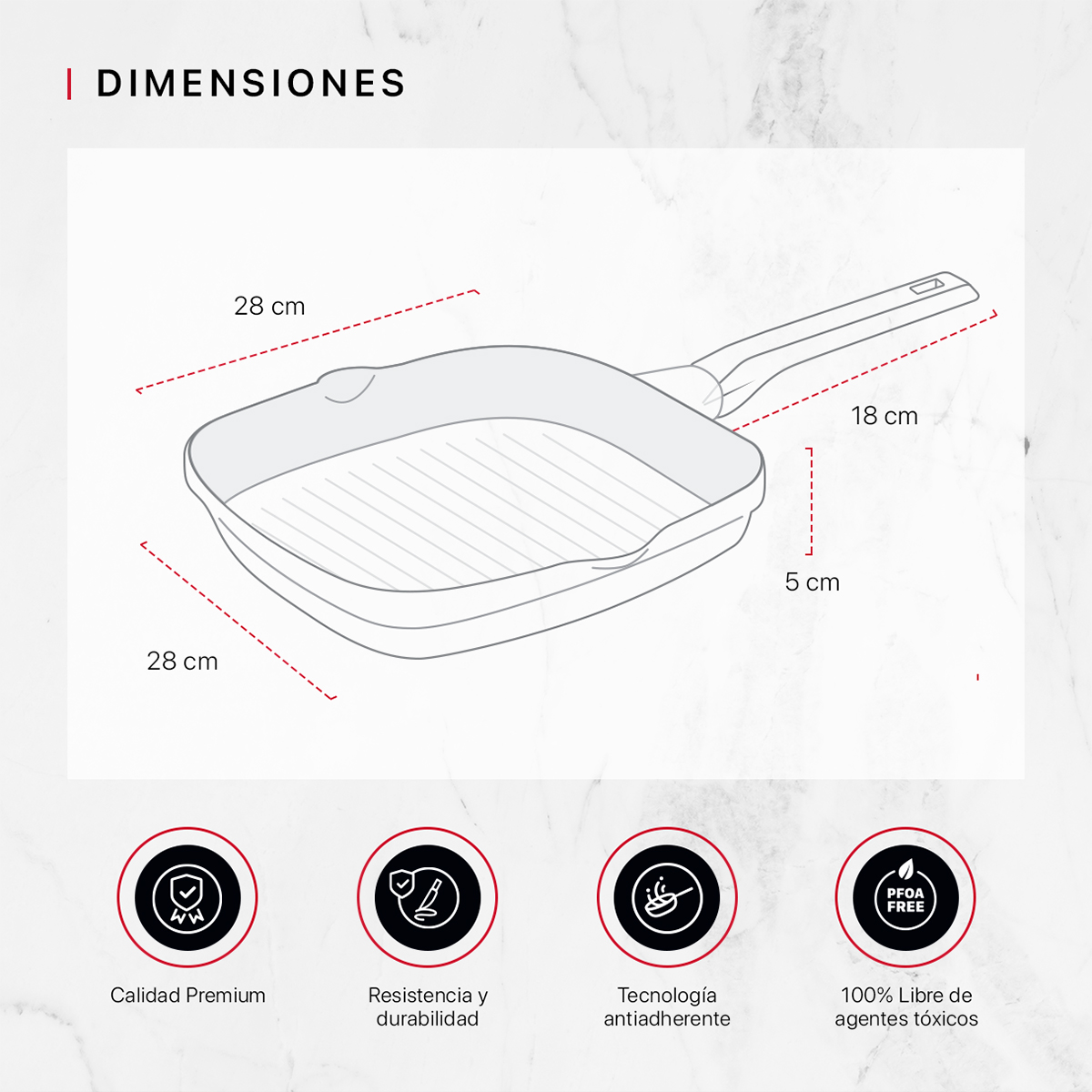 Foto 5 pulgar | Sartén Grill Cookify Aluminio Fundido 28 Cm Negro Antiadherente