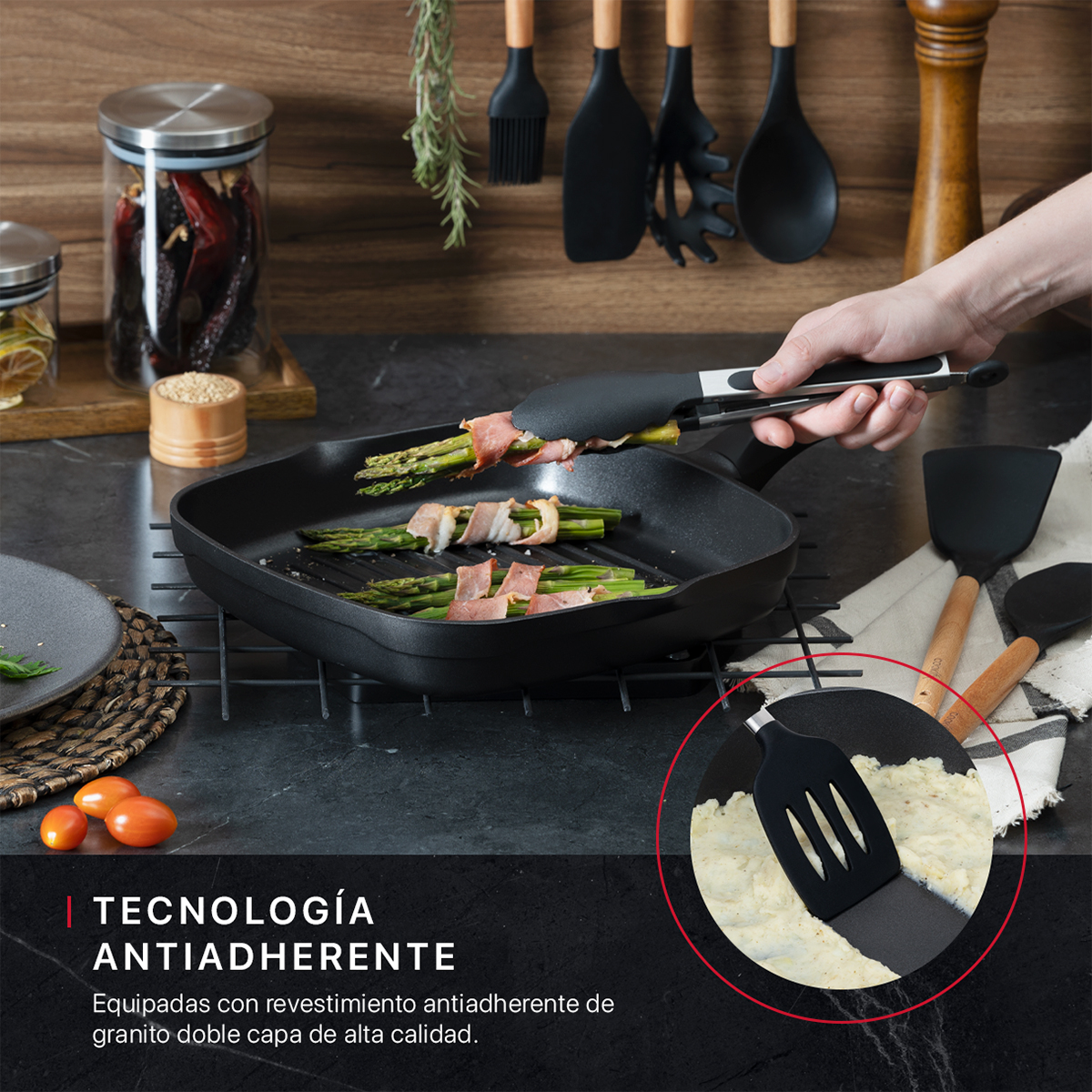 Foto 6 pulgar | Sartén Grill Cookify Aluminio Fundido 28 Cm Negro Antiadherente