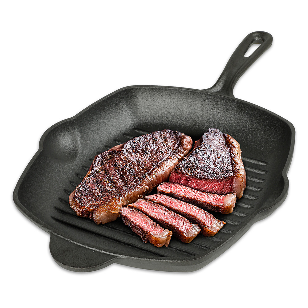 Sartén De Hierro Fundido Precurado Tipo Grill Parrilla Extra , Casa Litus, Color Negro