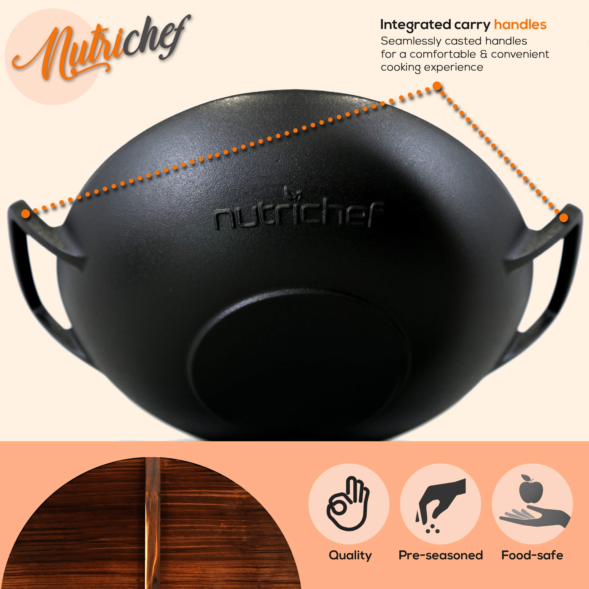 Foto 4 | Wok Nutrichef De Hierro con Tapa-Venta Internacional