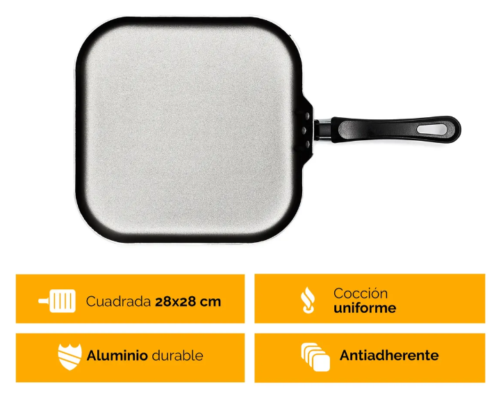 Foto 2 | Sartén Xtellar Lisa Roja Con Antiadherente