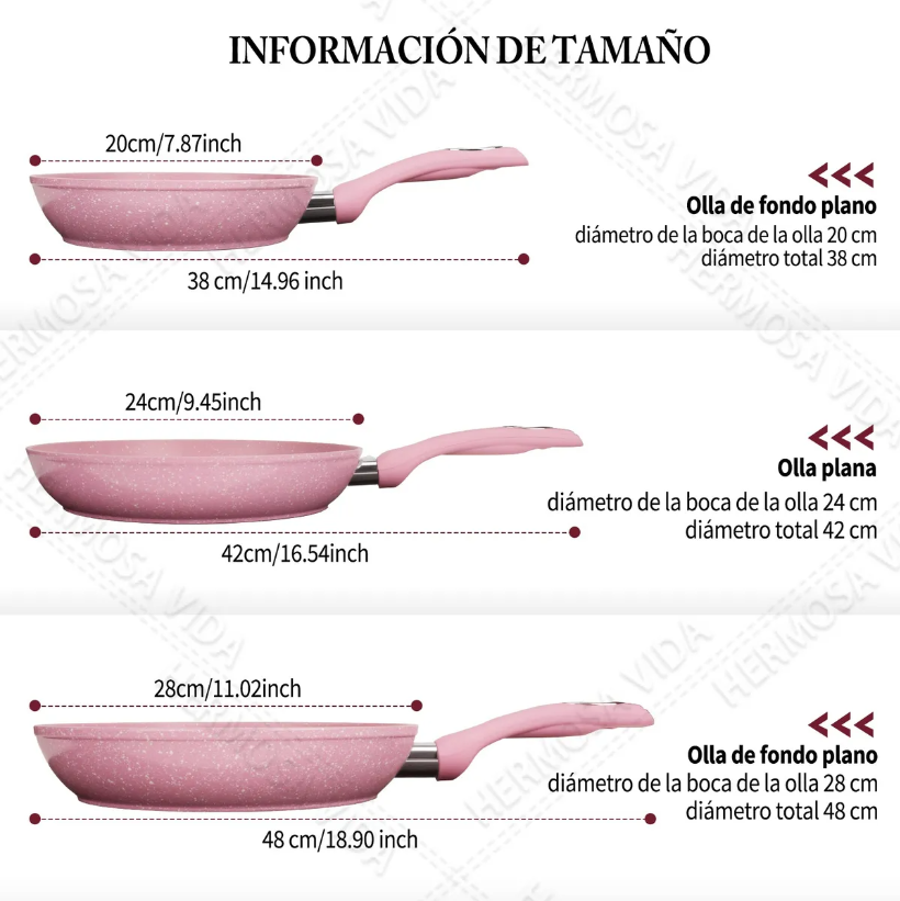 Foto 4 pulgar | Set de Sartenes Xtellar Antiadherentes Rosa 3 Piezas