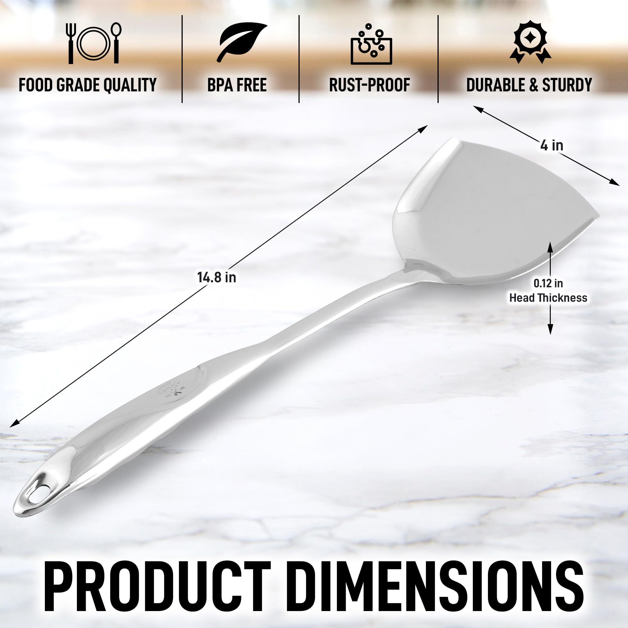 Foto 5 pulgar | Espátula Para Wok Zulay Kitchen, Acero Inoxidable, Metal, 37,6 Cm De Largo - Venta Internacional.