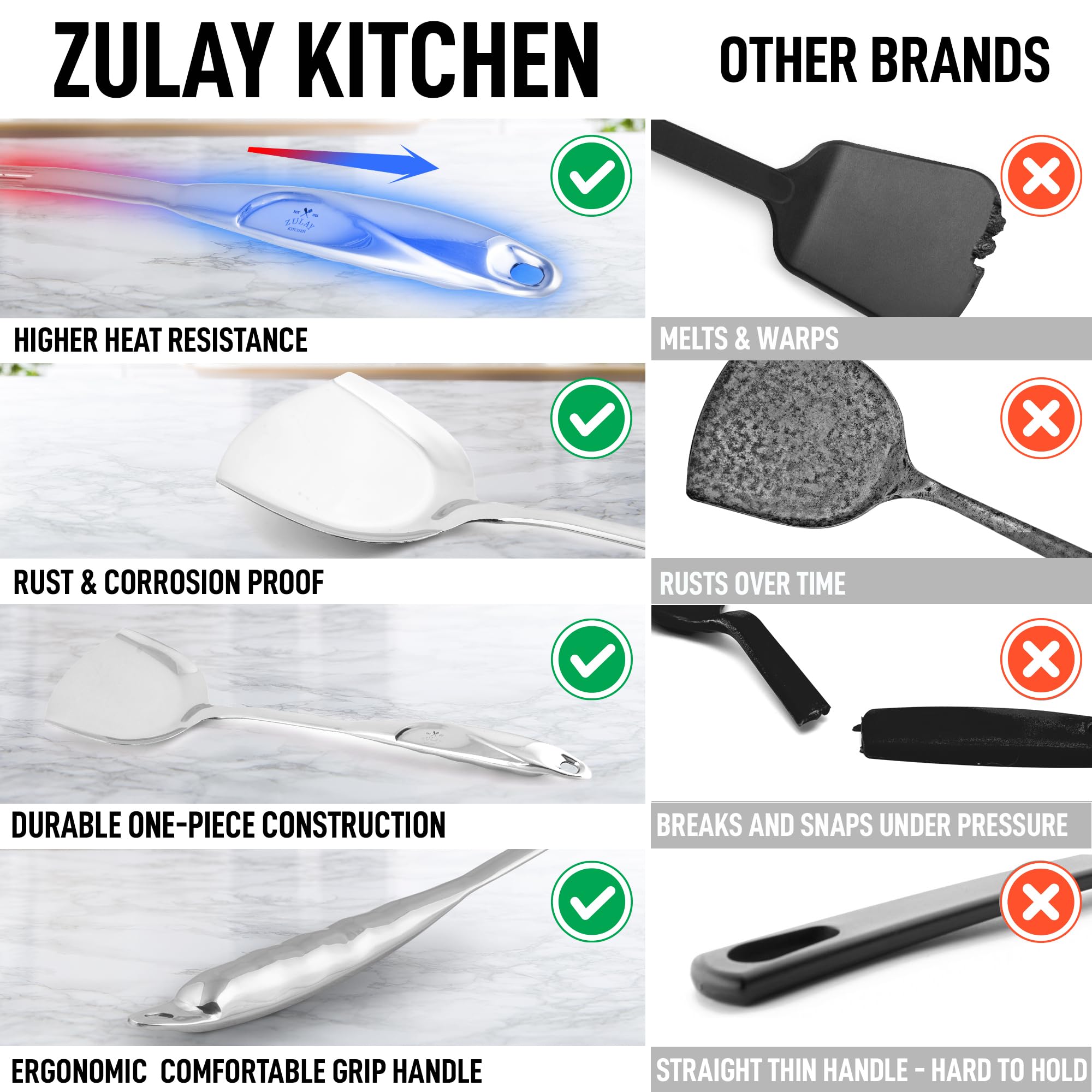 Foto 7 | Espátula Para Wok Zulay Kitchen, Acero Inoxidable, Metal, 37,6 Cm De Largo - Venta Internacional.