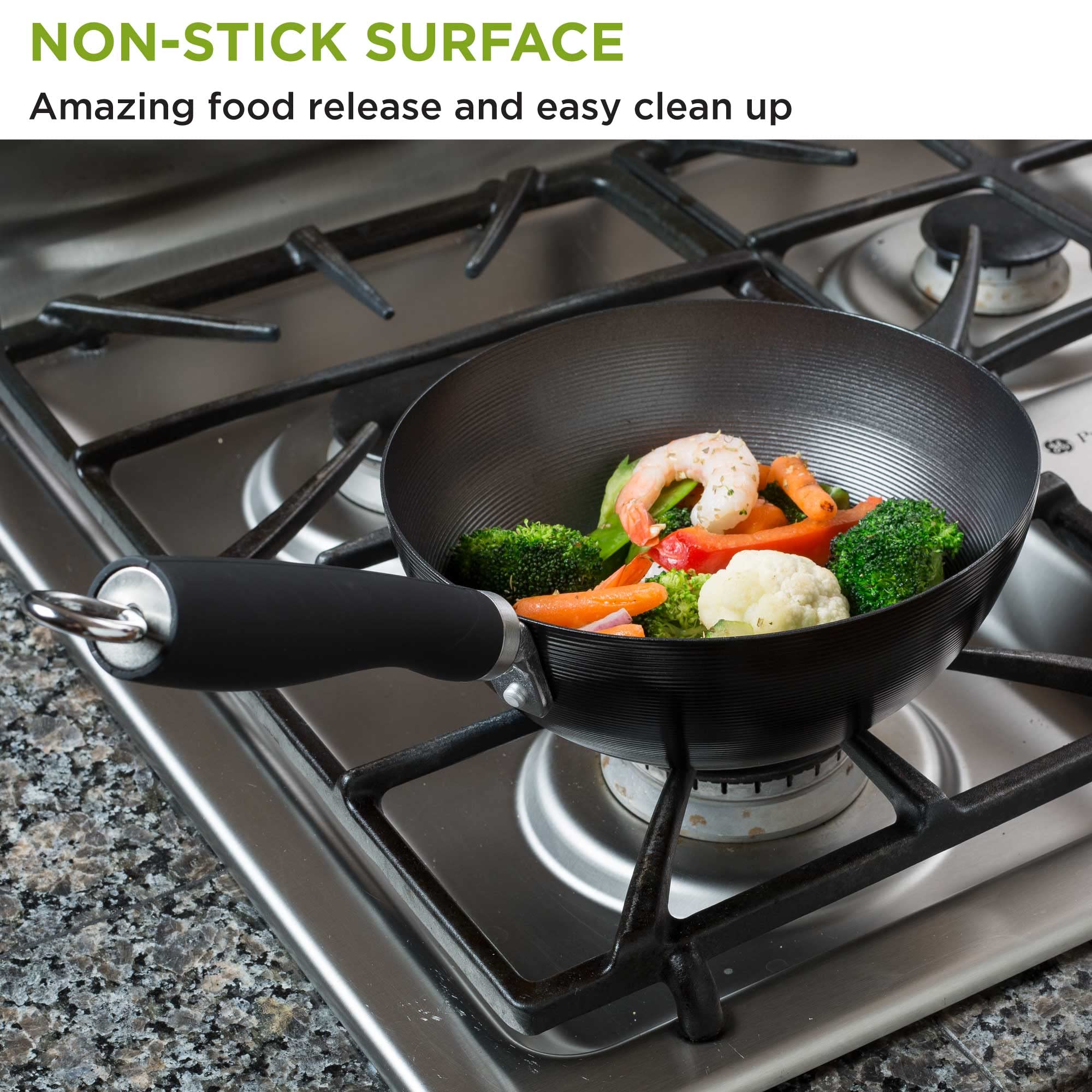 Foto 5 pulgar | Wok Ecolution De Acero Al Carbono Antiadherente De 8 Pulgadas Con Mango Suave Al Tacto - Venta Internacional.