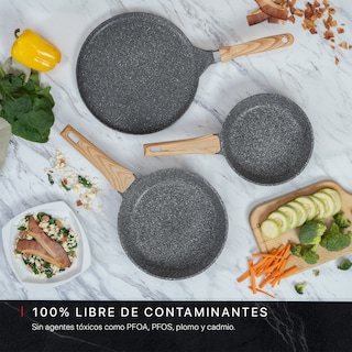 Foto 2 | Set de Sartenes y Crepera Cookify de Mármol 20/ 24/ 28 cm Gris Antiadherente Libre de PFOA