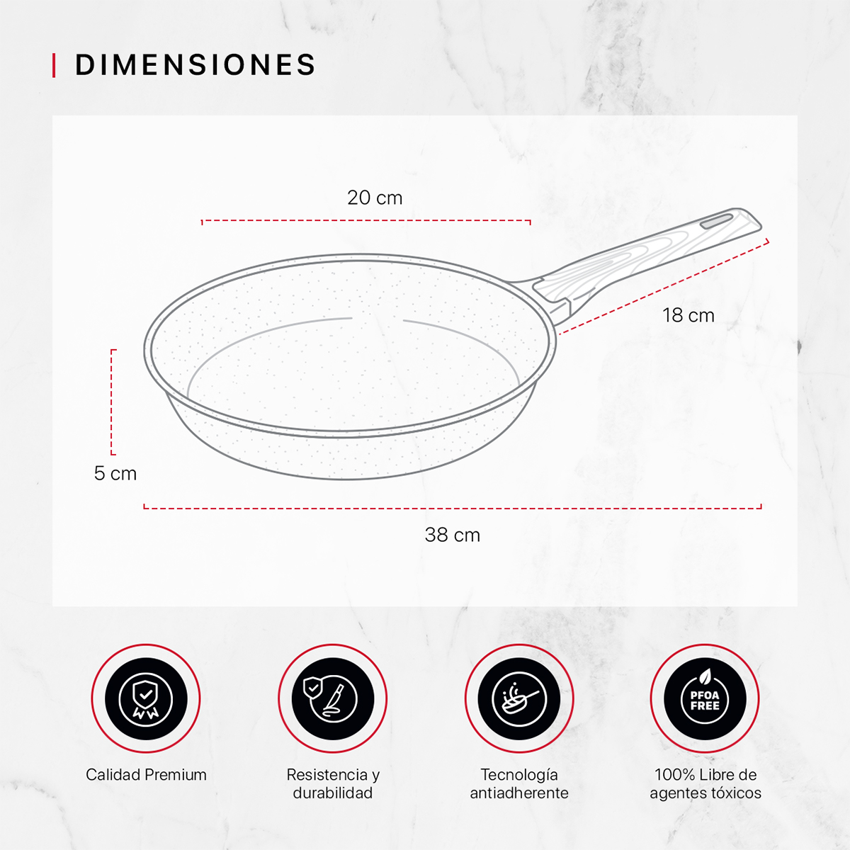 Foto 6 pulgar | Sartén Cookify De Mármol 20 Cm Beige, Antiadherente, Libre De Pfoa